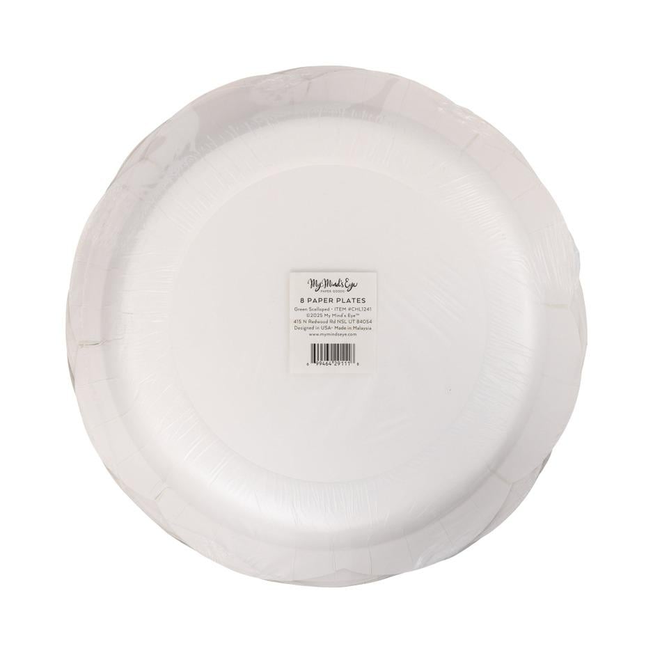 Green Scalloped Dinner Plates 8ct - Stesha Party
