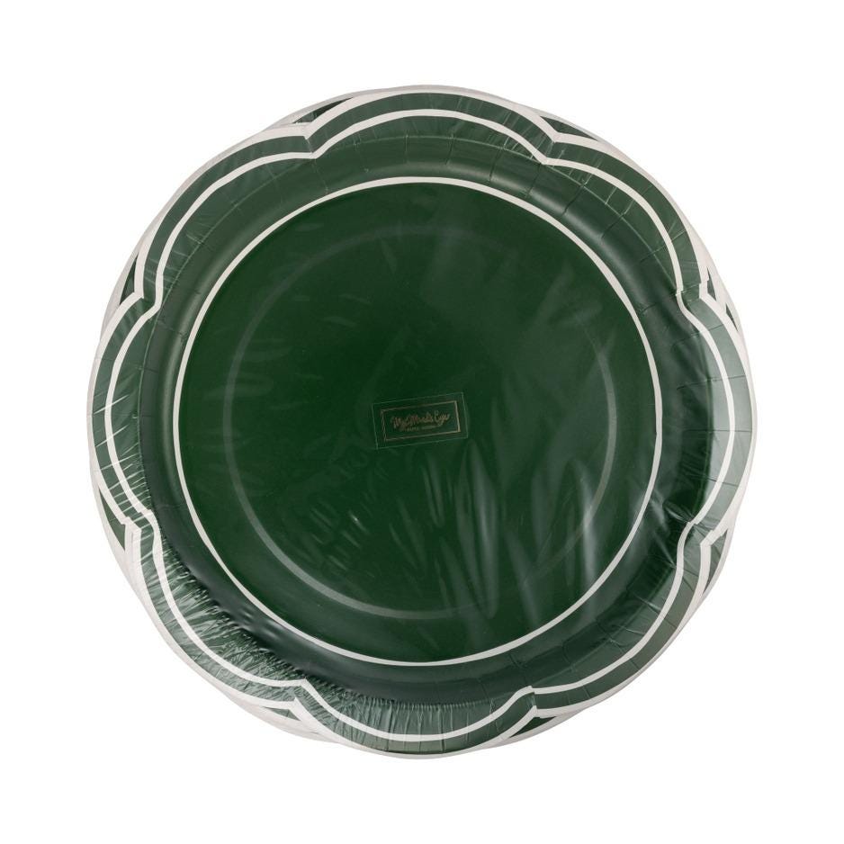 Green Scalloped Dinner Plates 8ct - Stesha Party