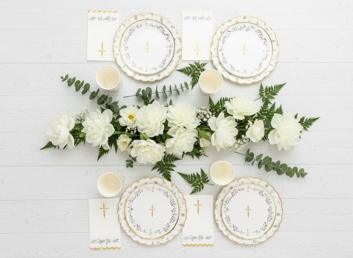 Greenery Gold Foil Plates 8ct - Stesha Party