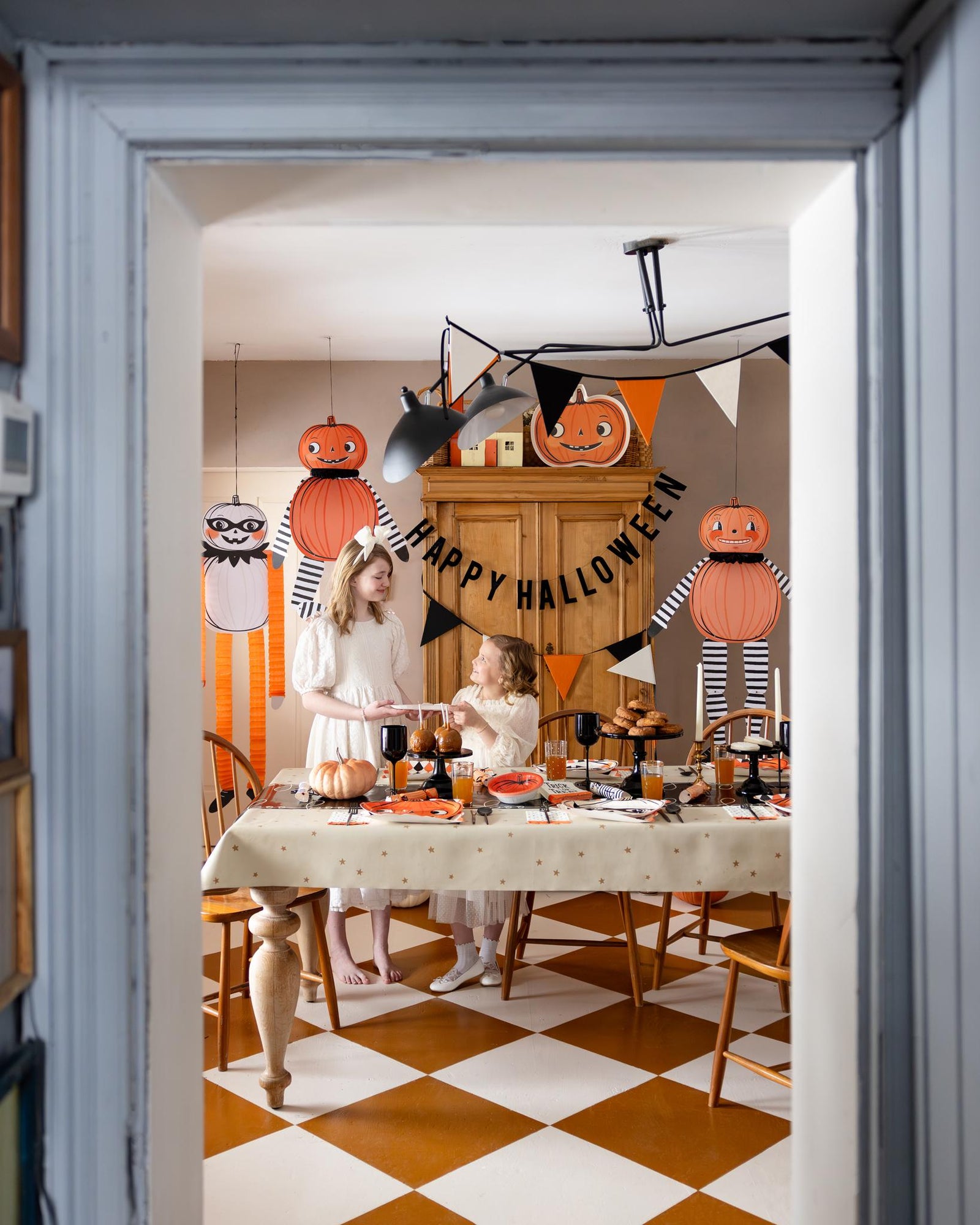 Halloween Harlequin Paper Plates - Stesha Party