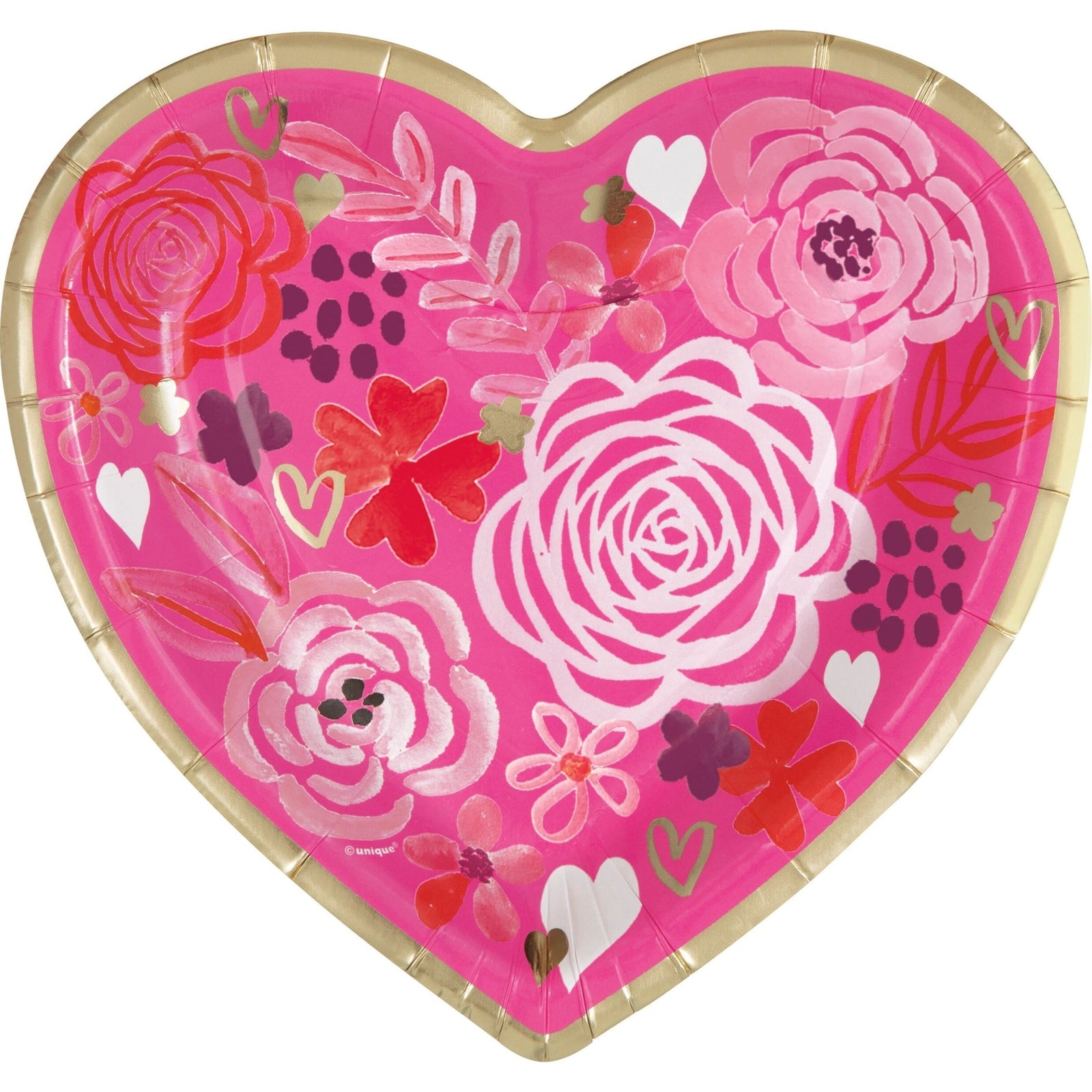 Heart Shaped Floral Paper Plates - Stesha Party
