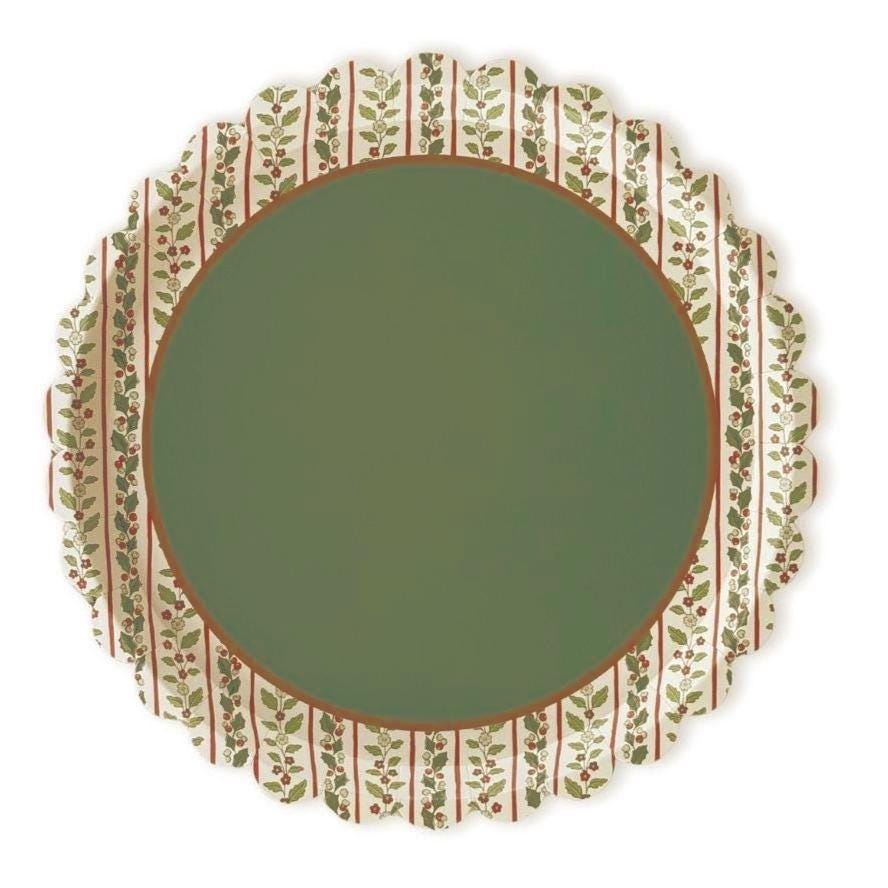Holiday Floral Scalloped Dinner Plates 12ct - Stesha Party