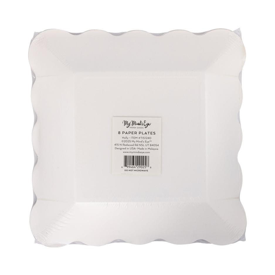 Holly Square Plates 8ct - Stesha Party