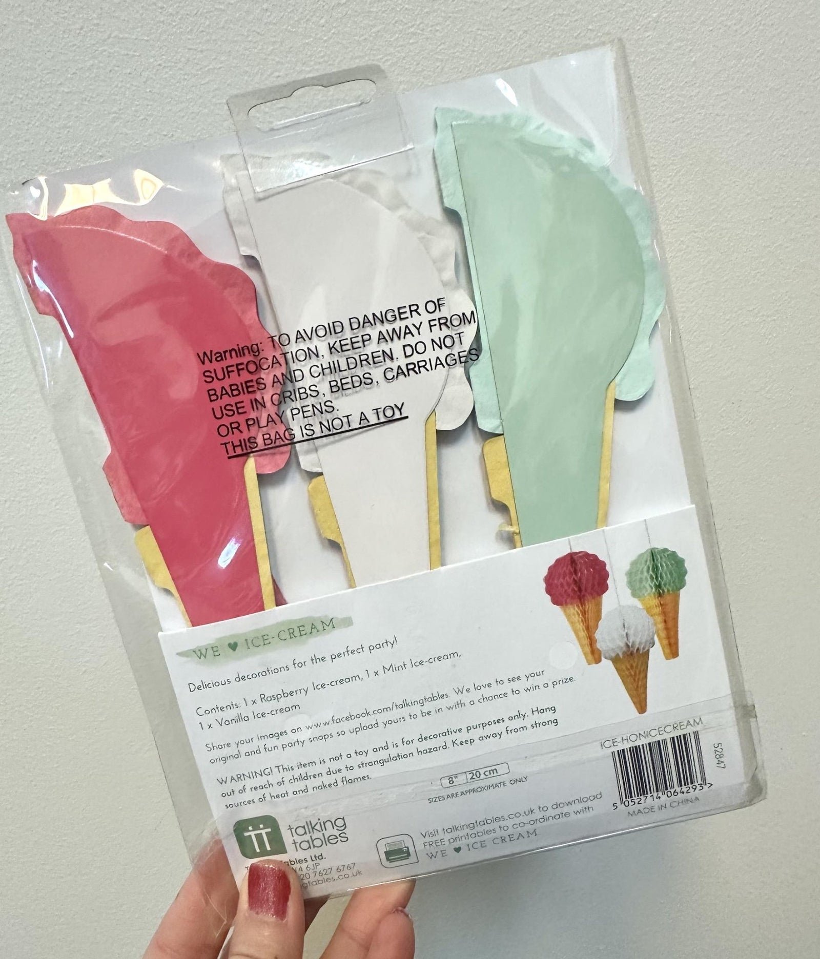 Ice Cream Hanging Decorations 3ct - Stesha Party