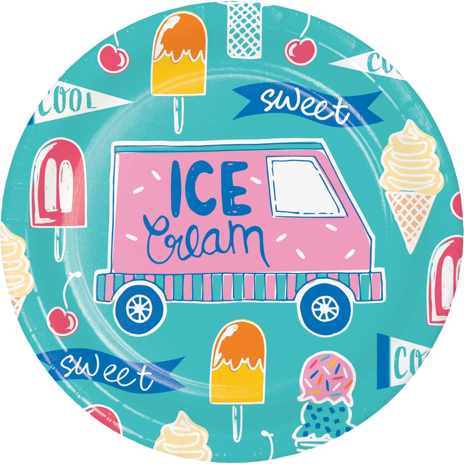 Ice Cream Truck Plates 8ct - Stesha Party