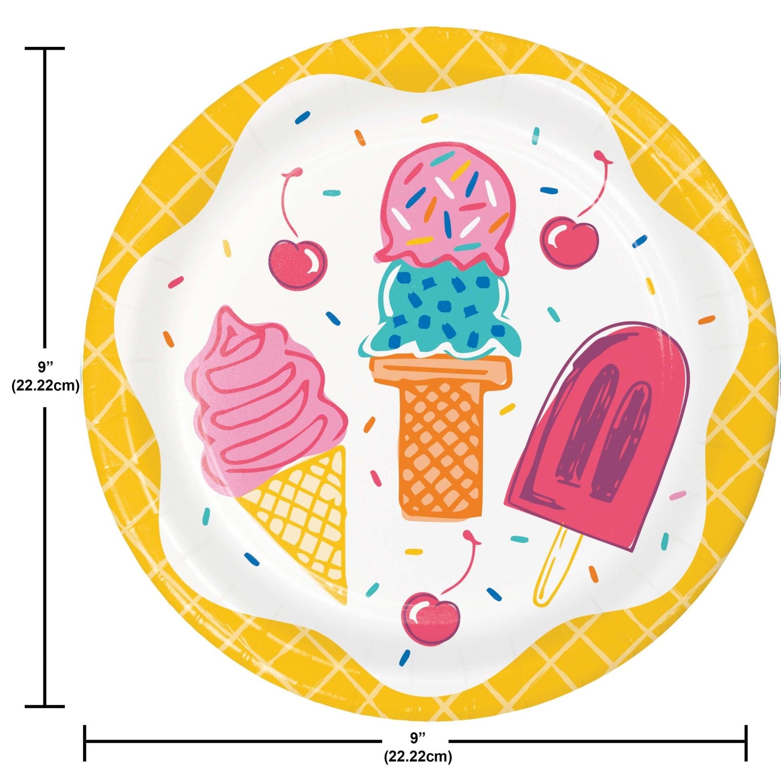 Ice Cream Waffle Edge Plates 8ct - Stesha Party