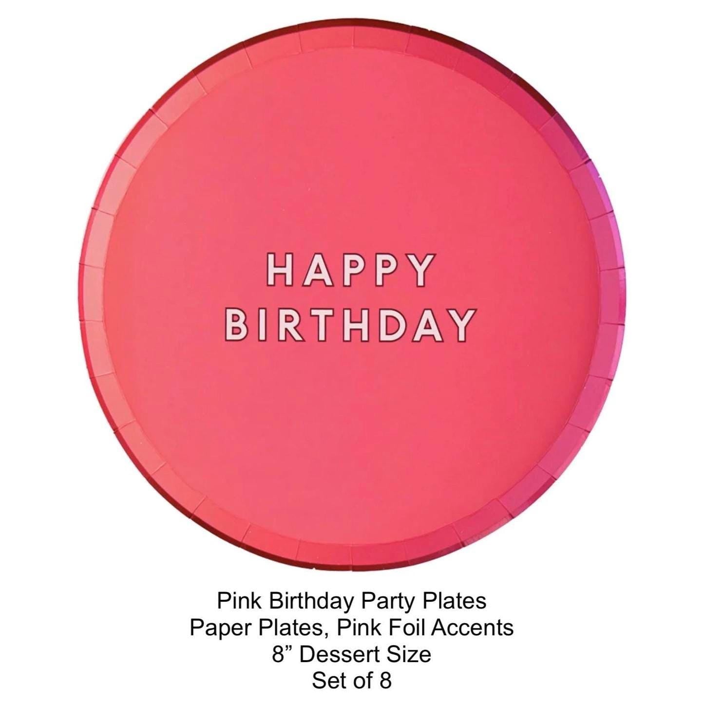 Hot Pink Birthday Dessert Plates 8ct - Girl Birthday, Gymnastics Birthday, Flamingo, Pink Dinosaur Party, Watermelon Party, Paper Plates