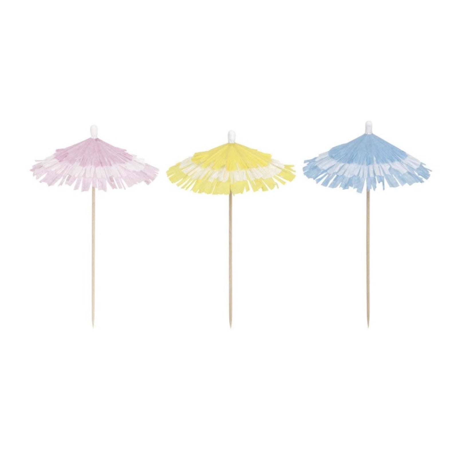 Pastel Drink Umbrellas 25ct Cocktail Picks, Pink Blue Yellow Paper Umbrella Picks, Tropical Party Decor, Luau Bar Drinks Garnish