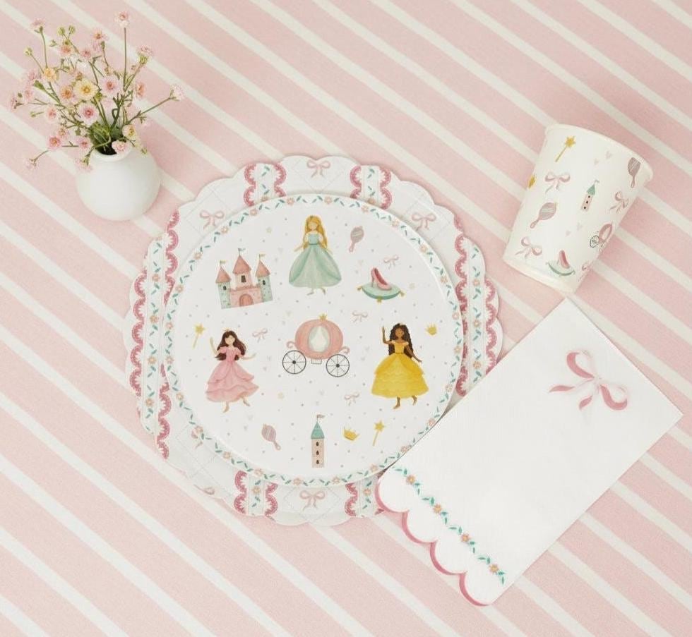 Princess Party Cups 8ct, Fairytale Birthday Cups, Pink Princess Paper Cups, Castle Carriage Party Supplies, Girls Birthday Decor, 9oz Cups