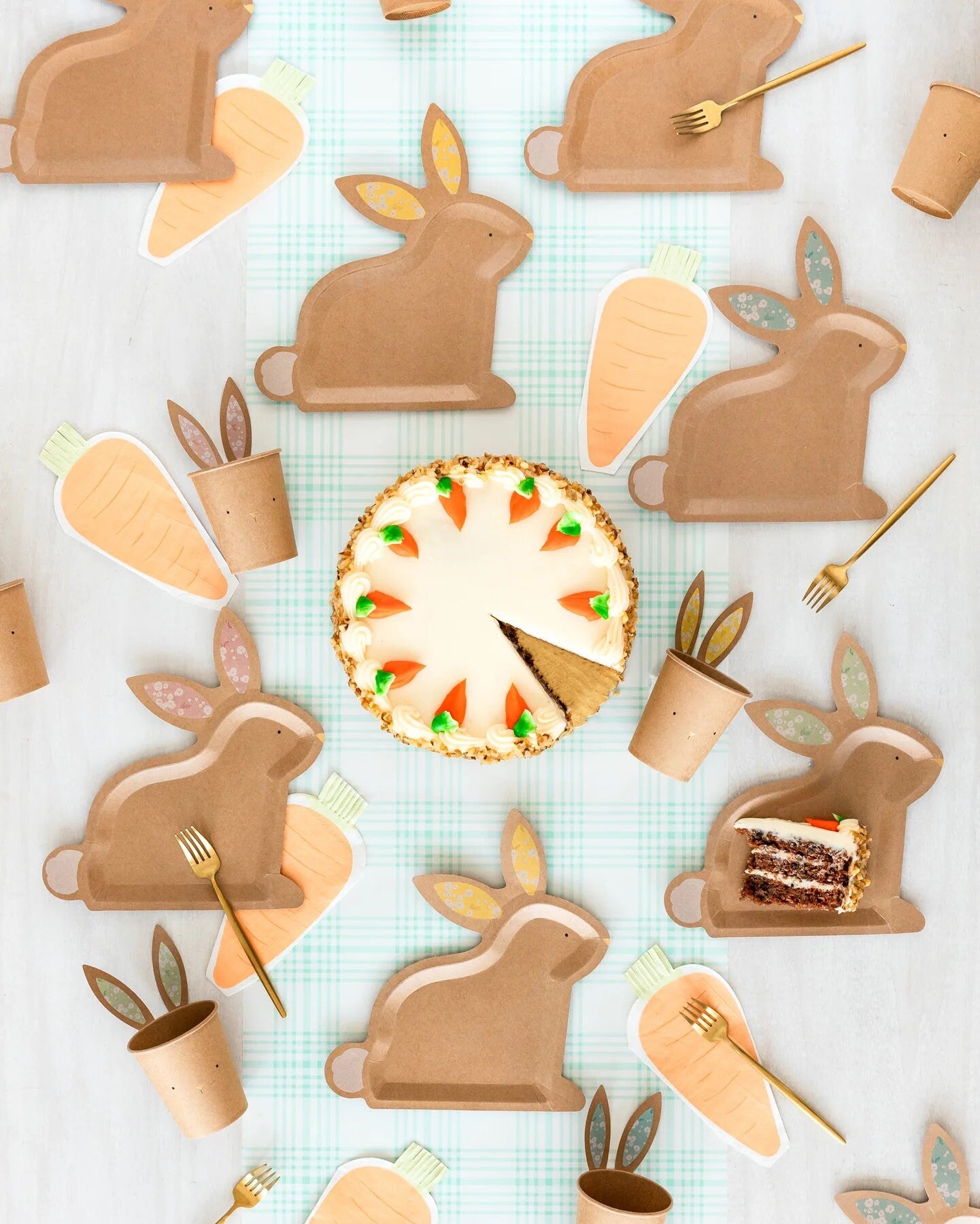 Kraft Bunny Paper Plates - Stesha Party