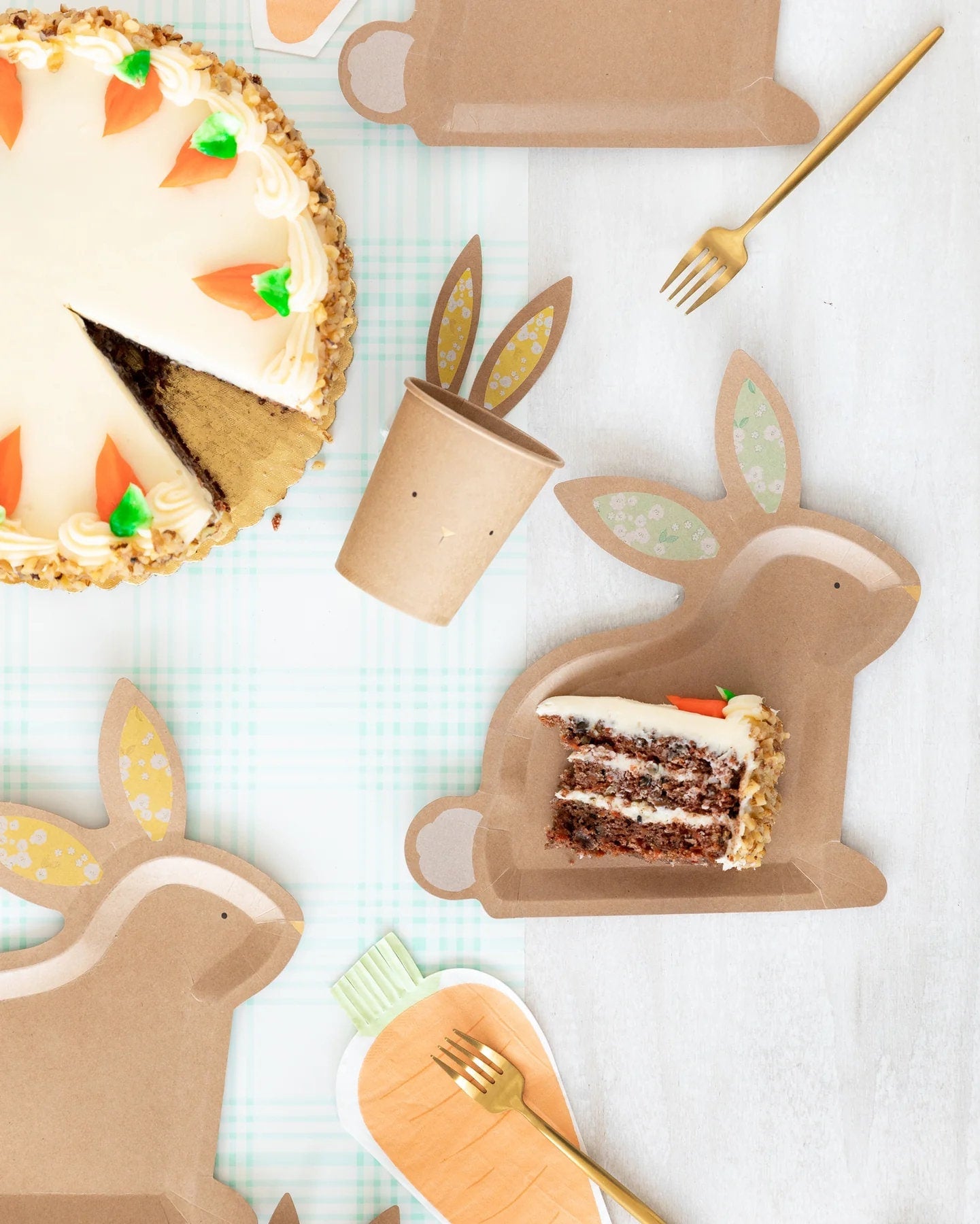 Kraft Bunny Paper Plates - Stesha Party