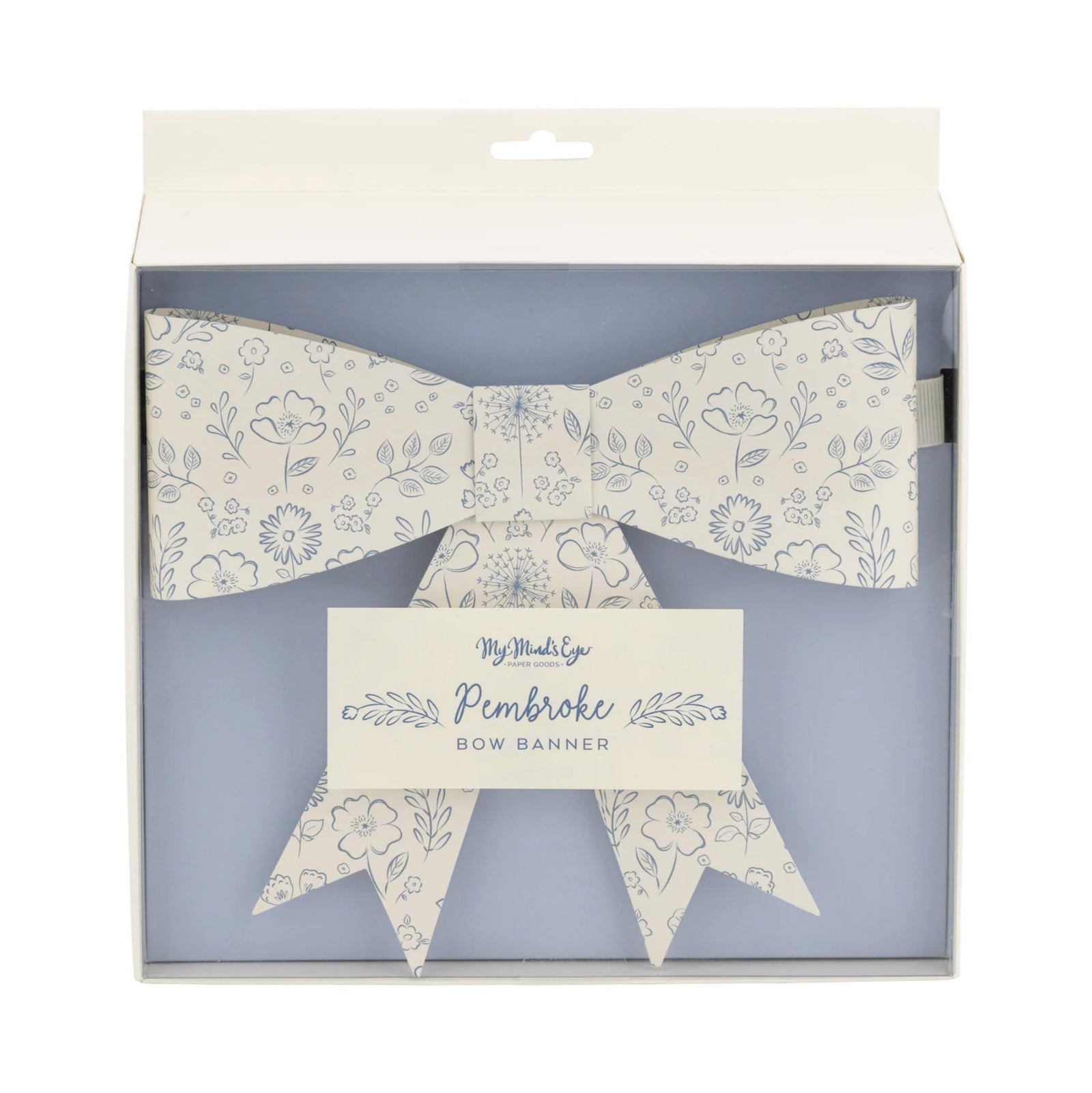 Large Blue Floral Bows Banner Garland 7ft - Stesha Party