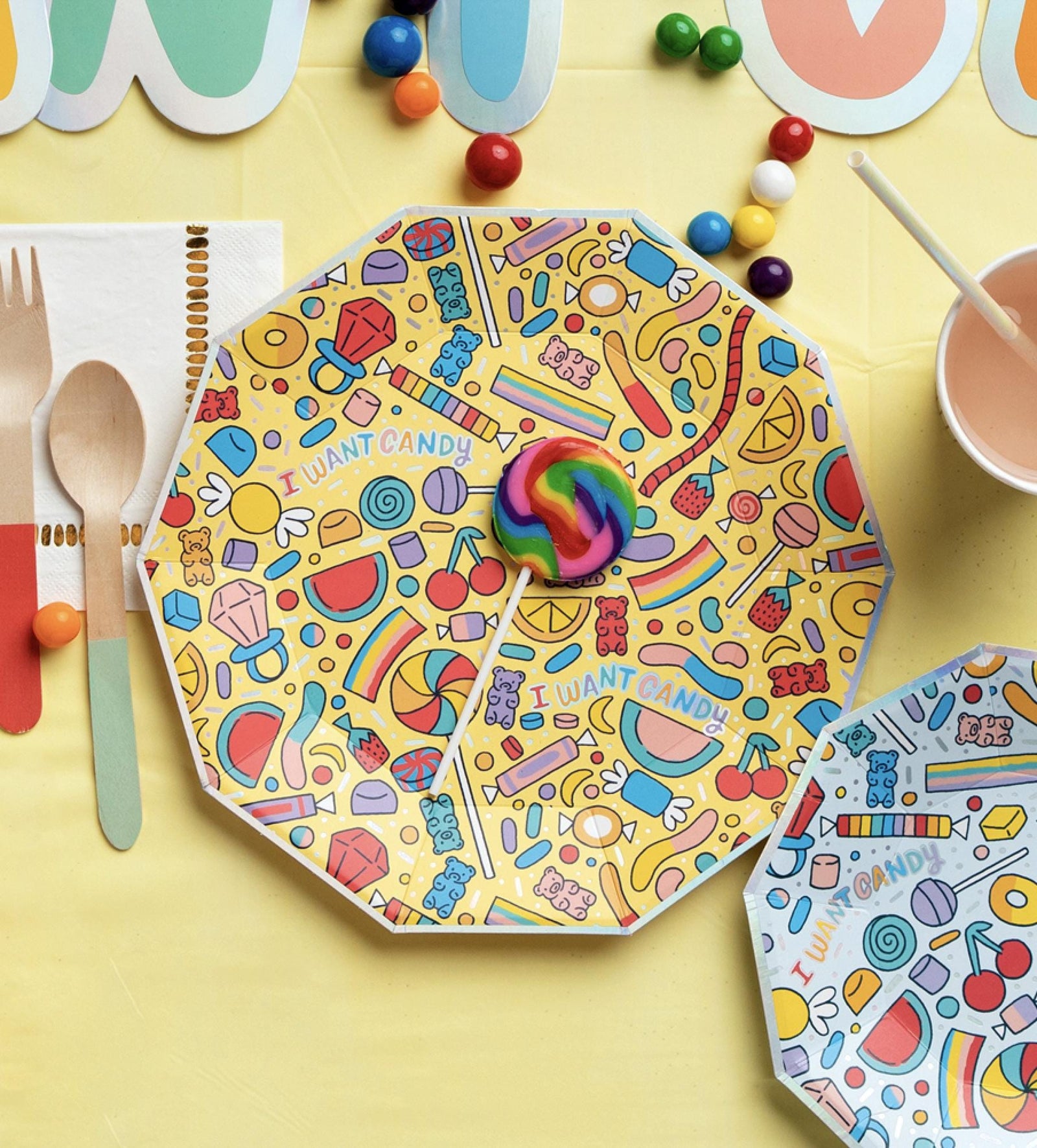 Large Candy Party Plates - Stesha Party