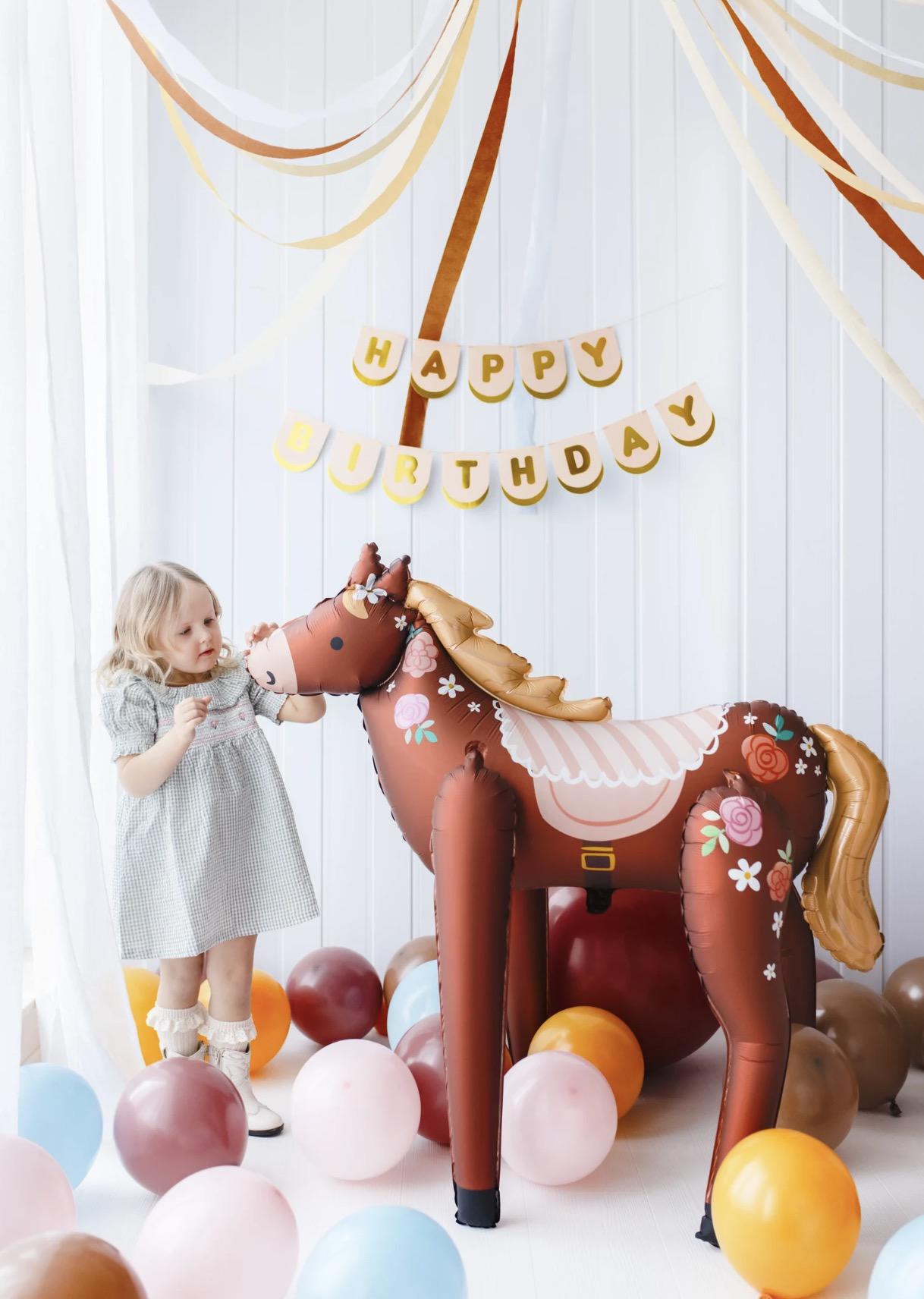 Large Floral Horse Balloon 42" - Stesha Party