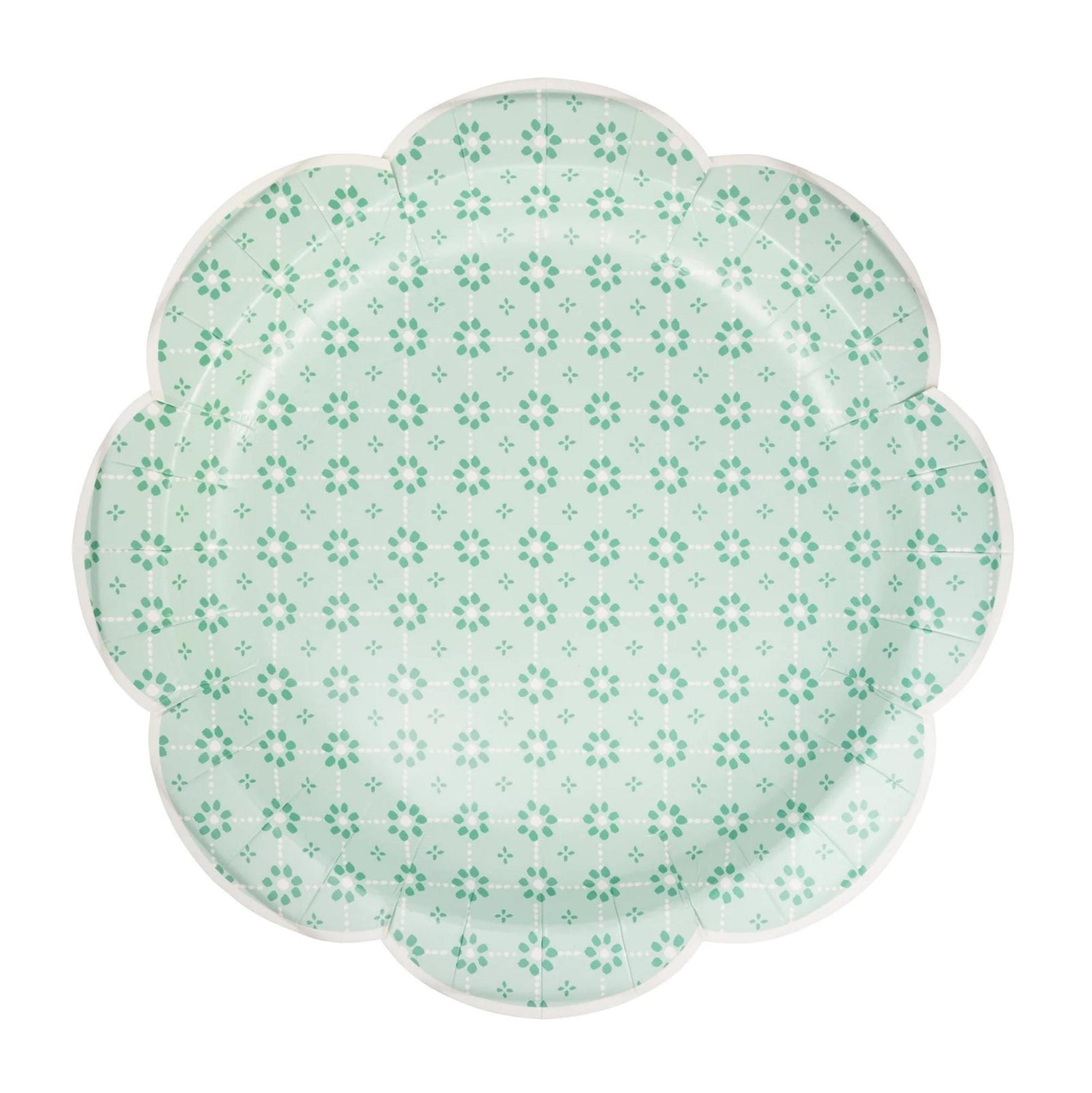 Large Mint Green Floral Paper Dinner Plates 8ct - Stesha Party