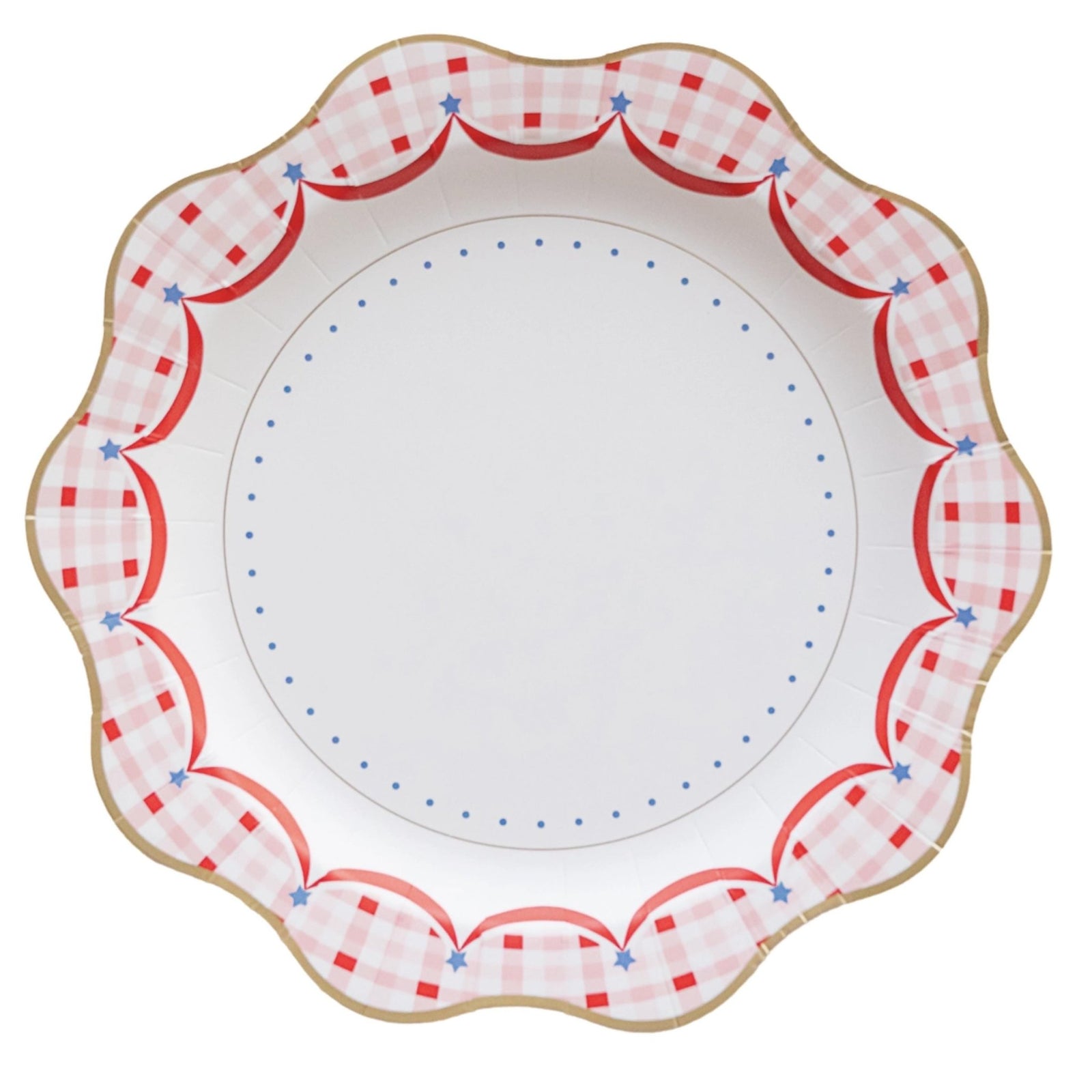 Large Red White & Blue Gingham Plates 8ct - Stesha Party