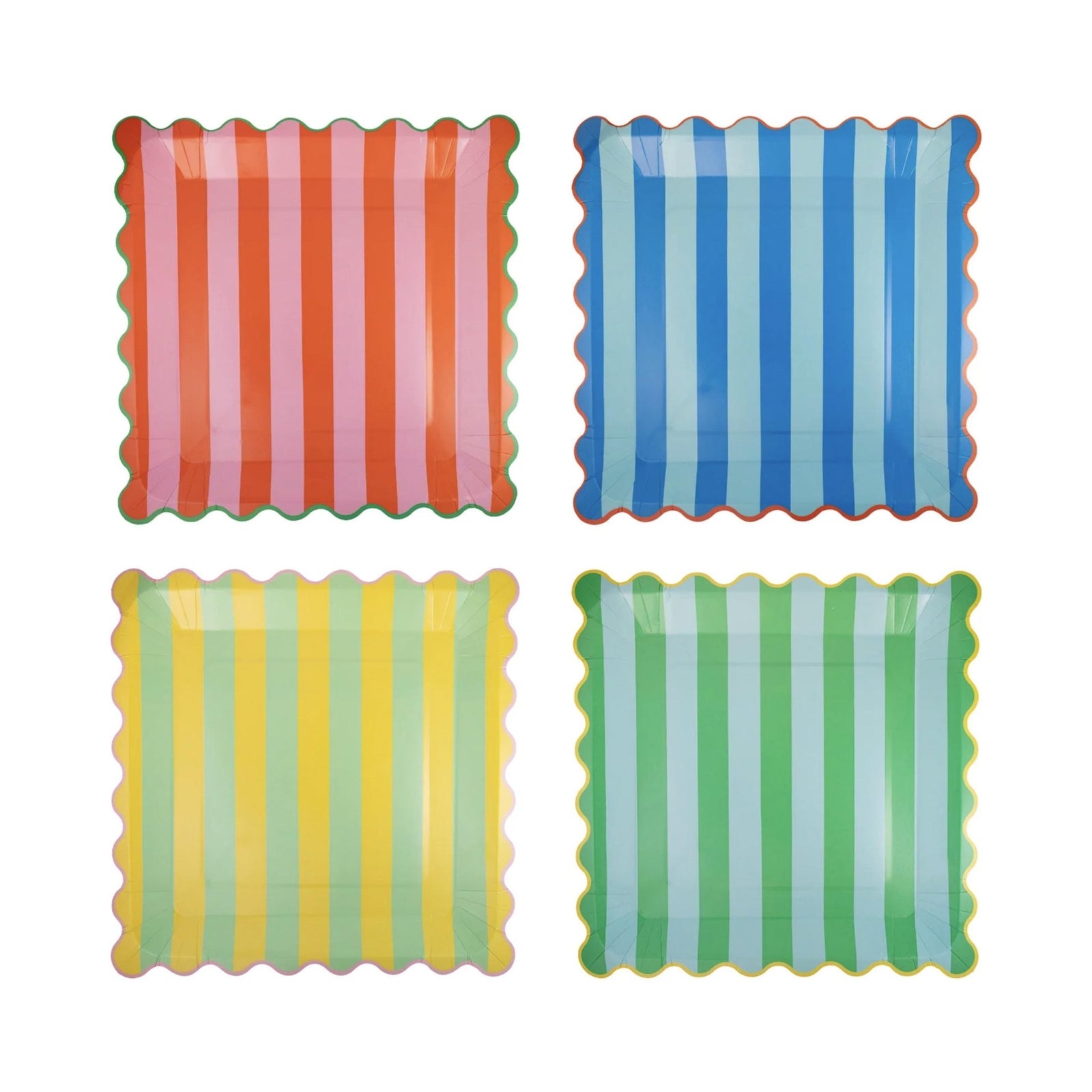 Large Striped Rainbow Paper Plates 8ct - Stesha Party