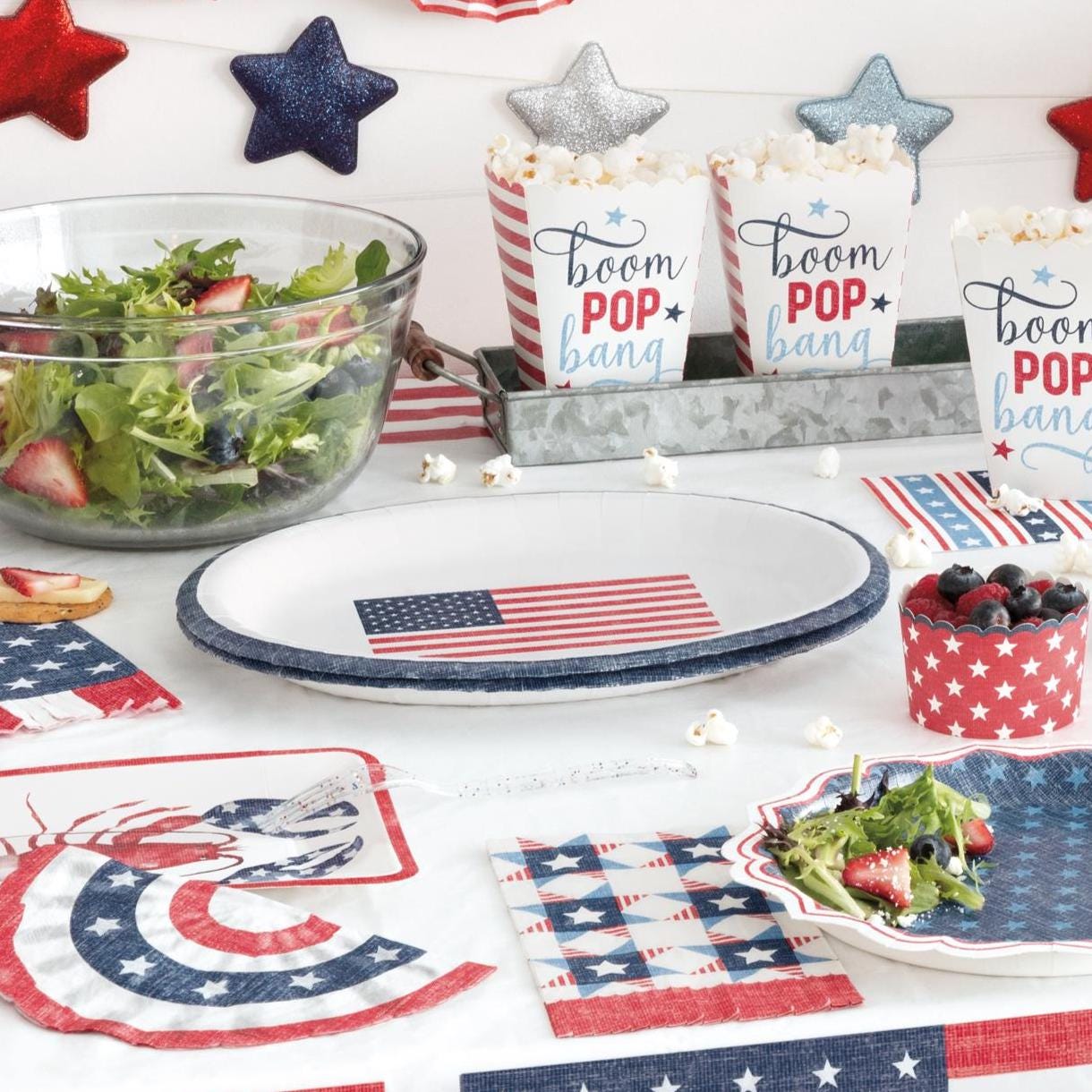 Large USA Flag Oval Plates 8ct - Stesha Party