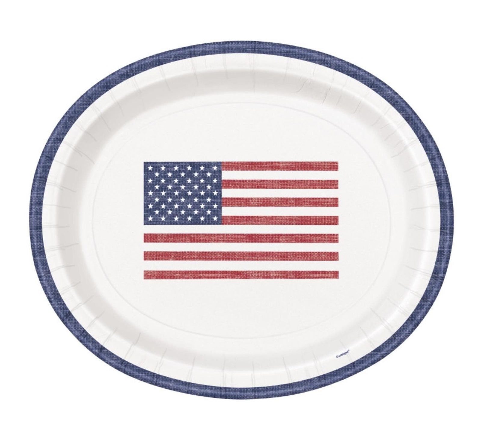 Large USA Flag Oval Plates 8ct - Stesha Party