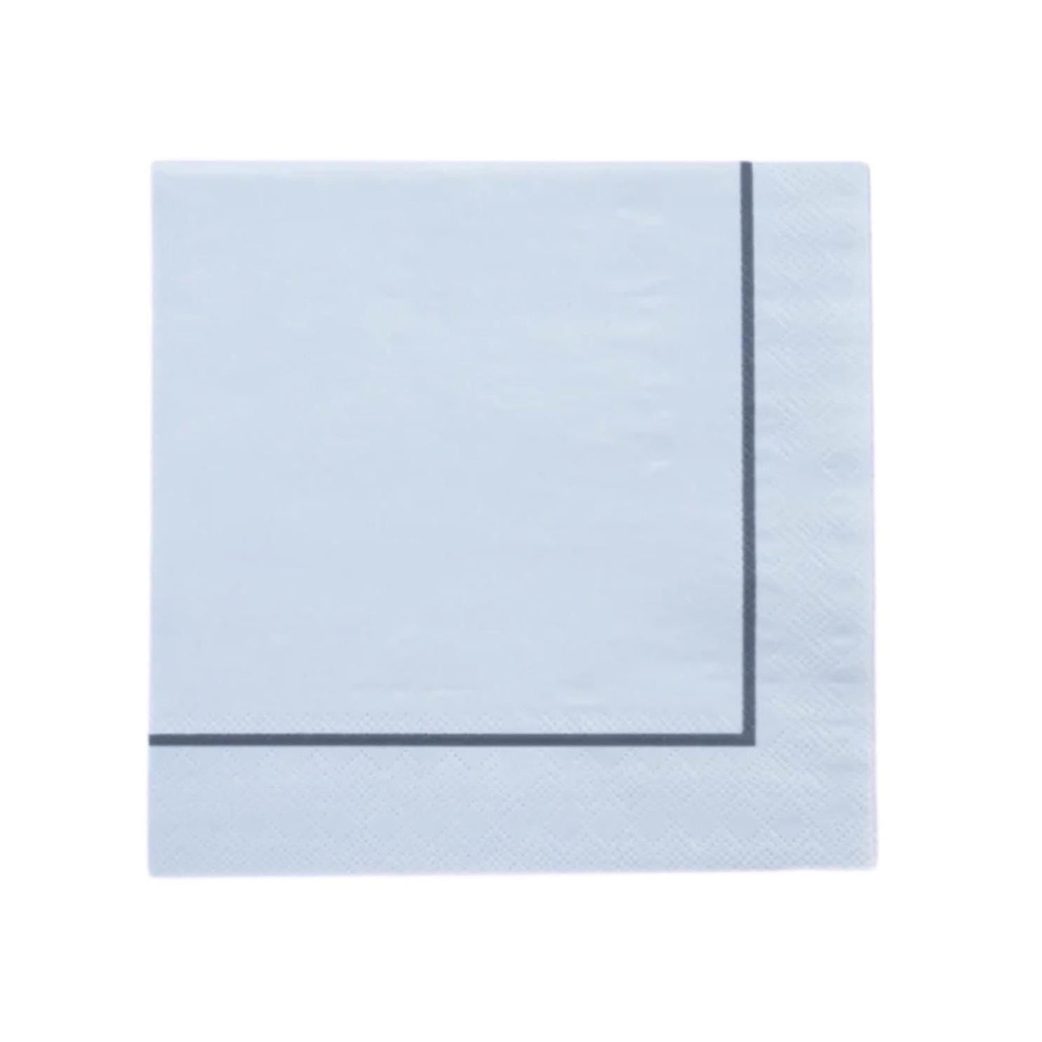 Light Blue Napkins Navy Border 20ct - Stesha Party