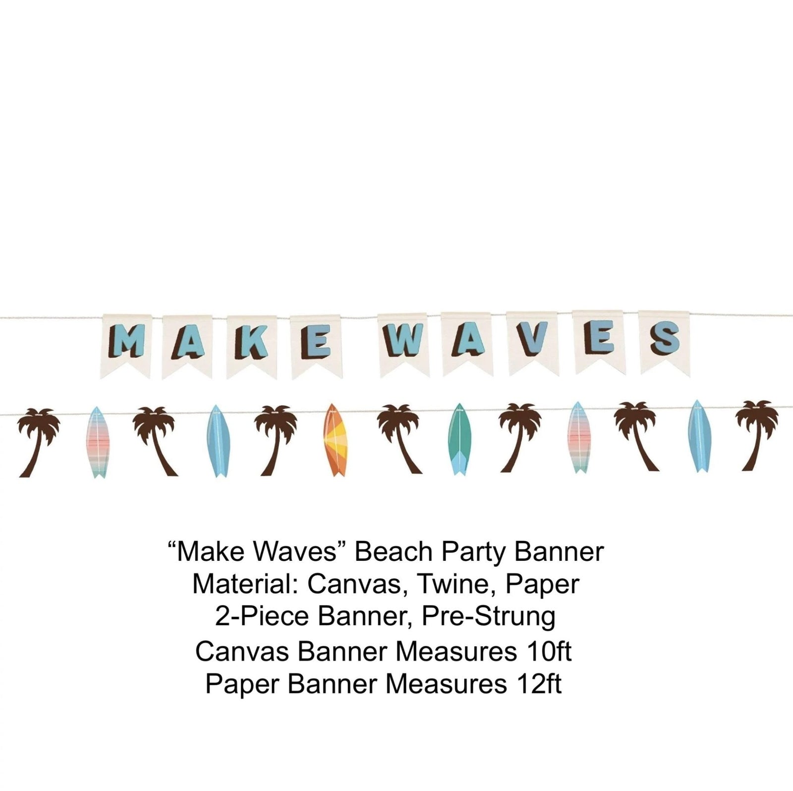 Make Waves Surfer Birthday 2 - Piece Banner - Stesha Party