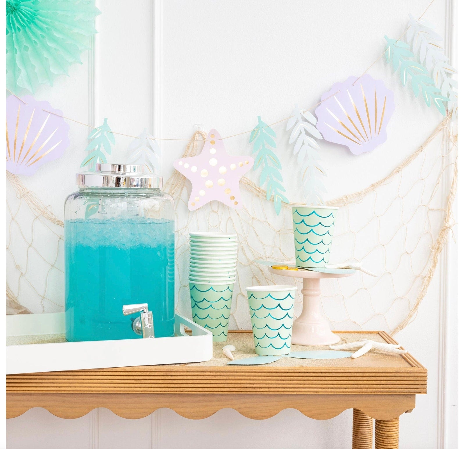 Mermaid Mint Paper Cups with Tails 8ct - Stesha Party