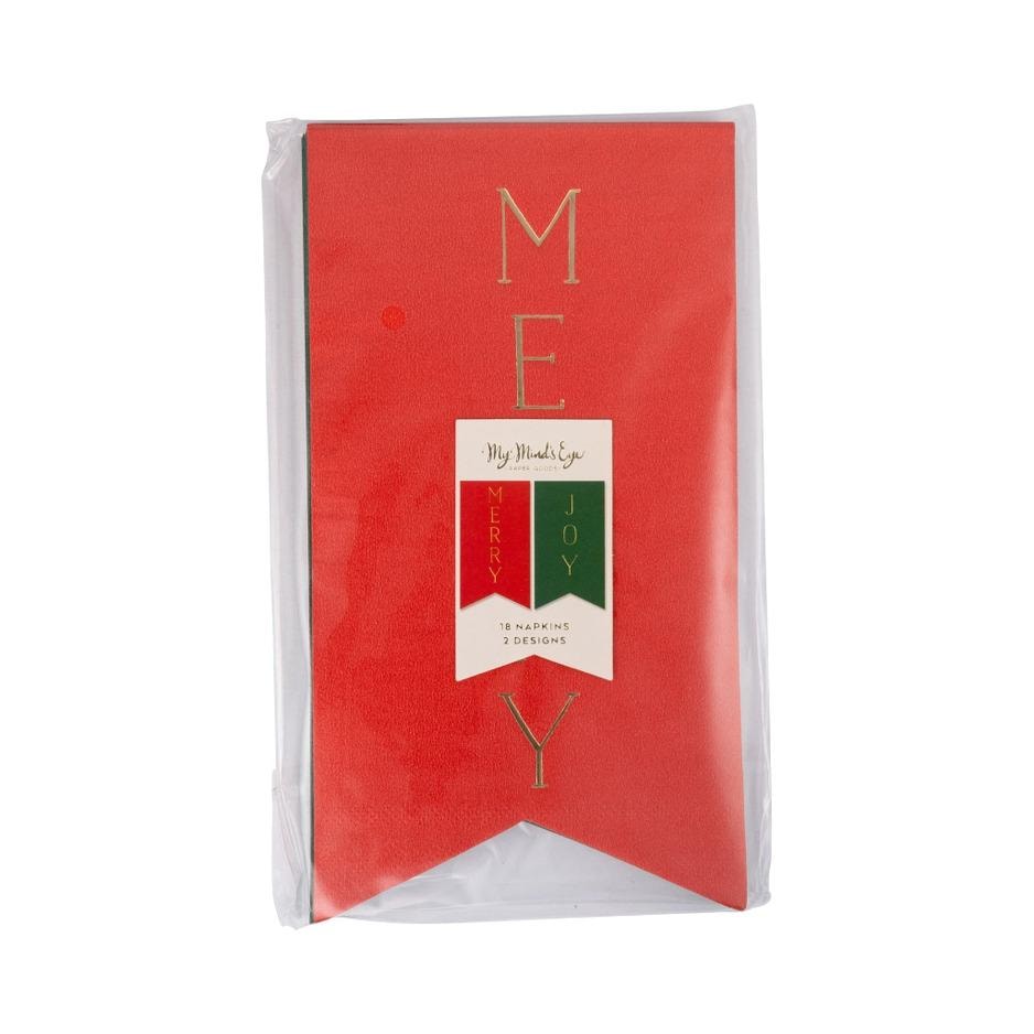 Merry & Joy Christmas Napkins 18ct - Stesha Party