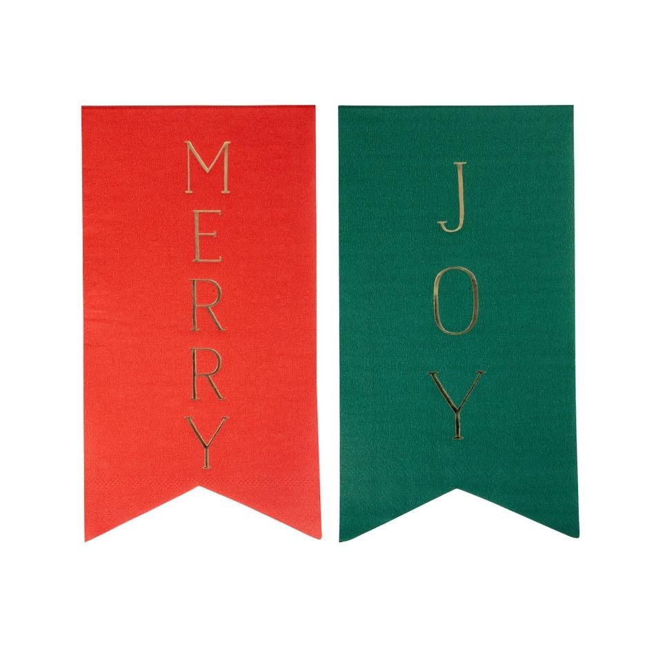 Merry & Joy Christmas Napkins 18ct - Stesha Party
