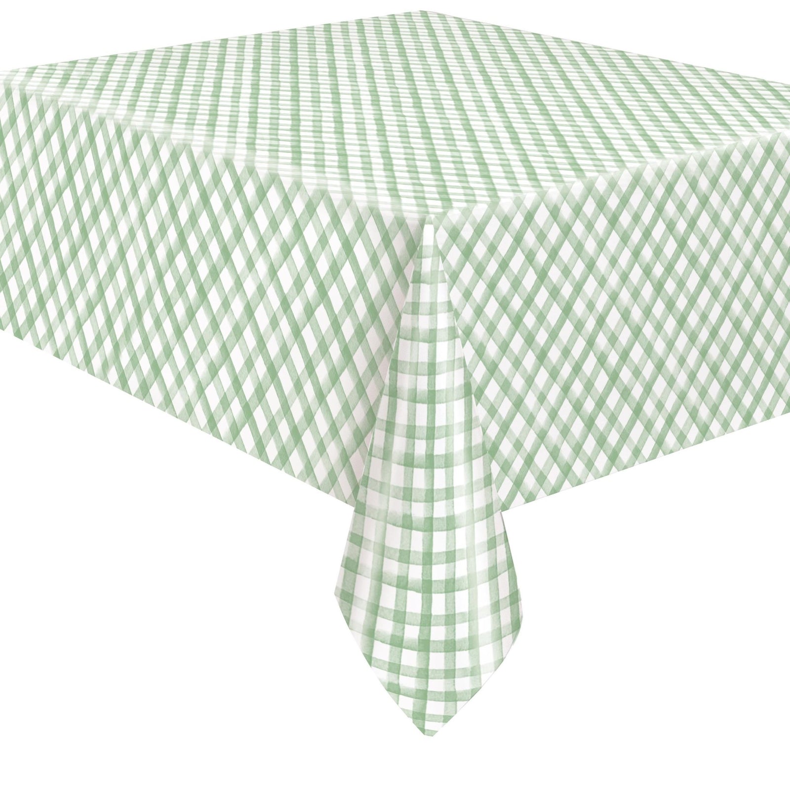 Mint Green Gingham Felt - Lined Plastic Table Cover 54" x 84" - Stesha Party