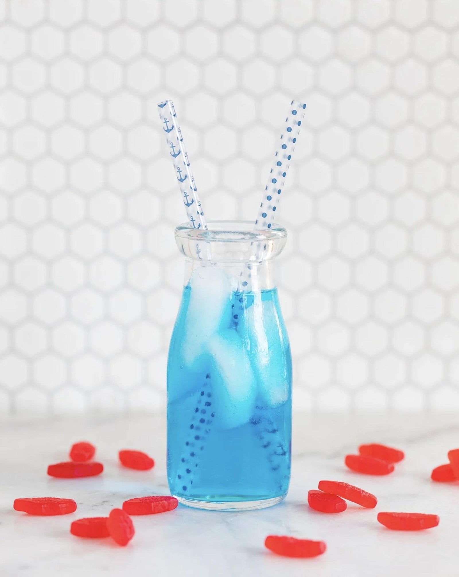 Nautical Party Reusable Plastic Drink Straws 12ct - Stesha Party