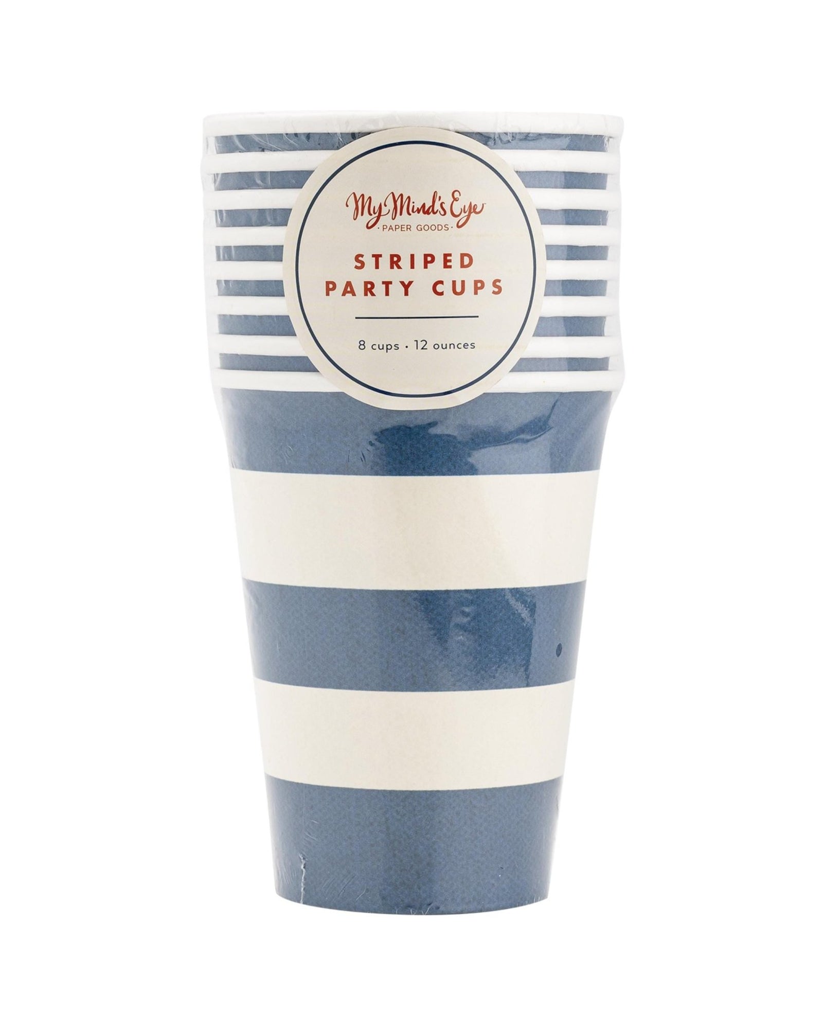 Navy Blue Striped Party Cups - Stesha Party