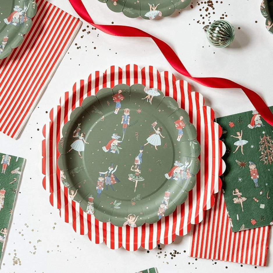 Nutcracker Christmas Plates 12ct - Stesha Party