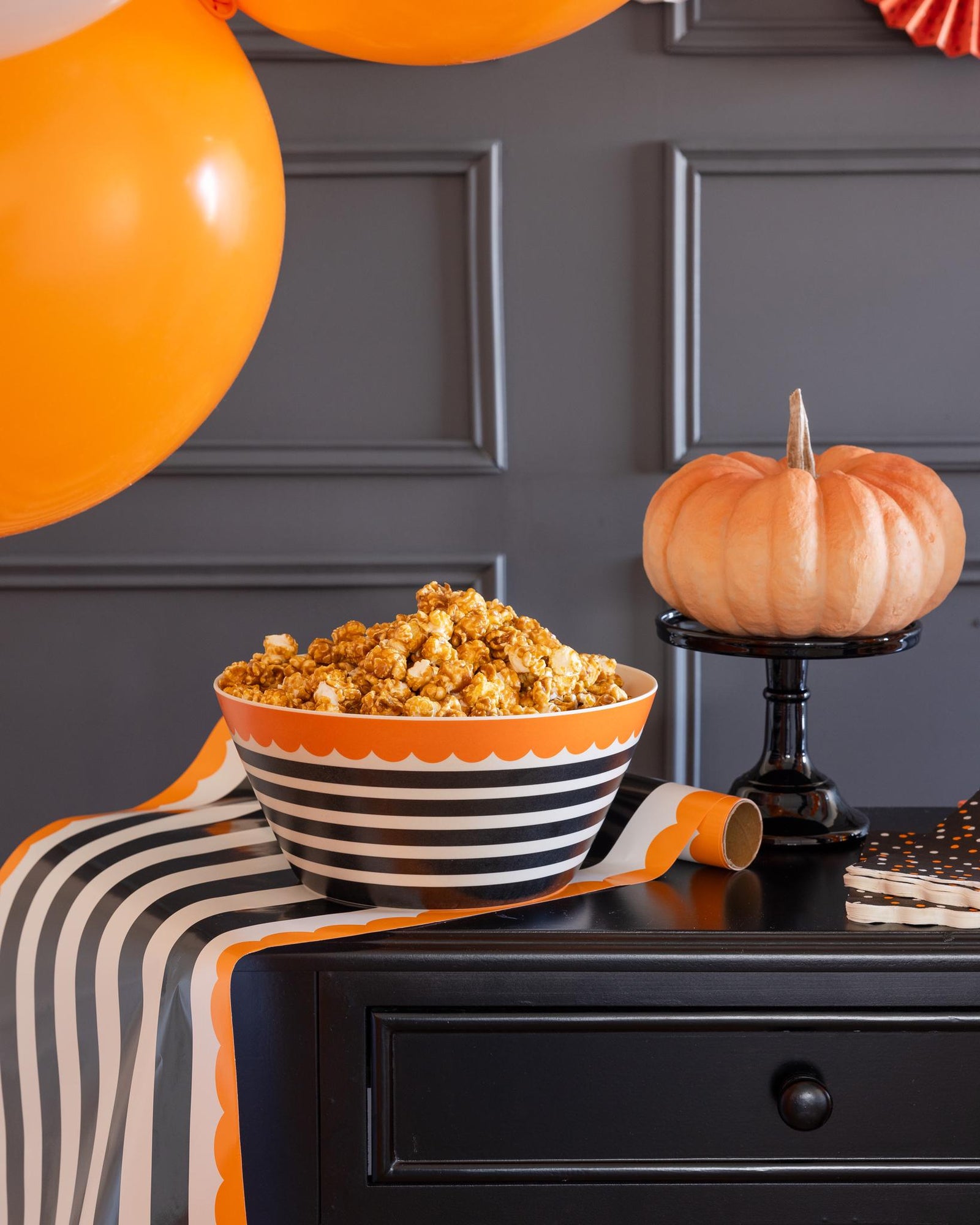 Orange and Black Striped Paper Table Runner - Stesha Party