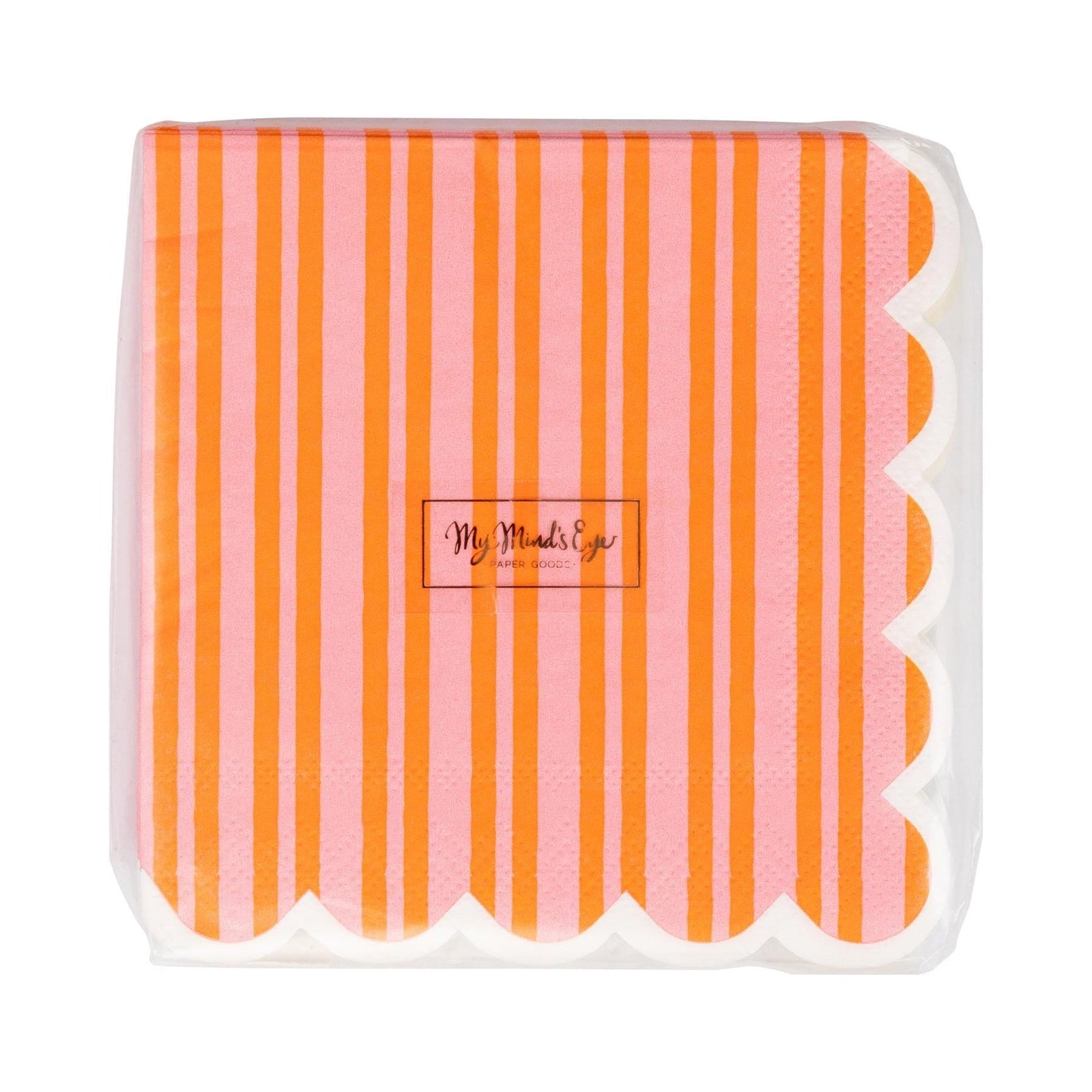 Orange Pink Striped Napkins 24ct - Stesha Party