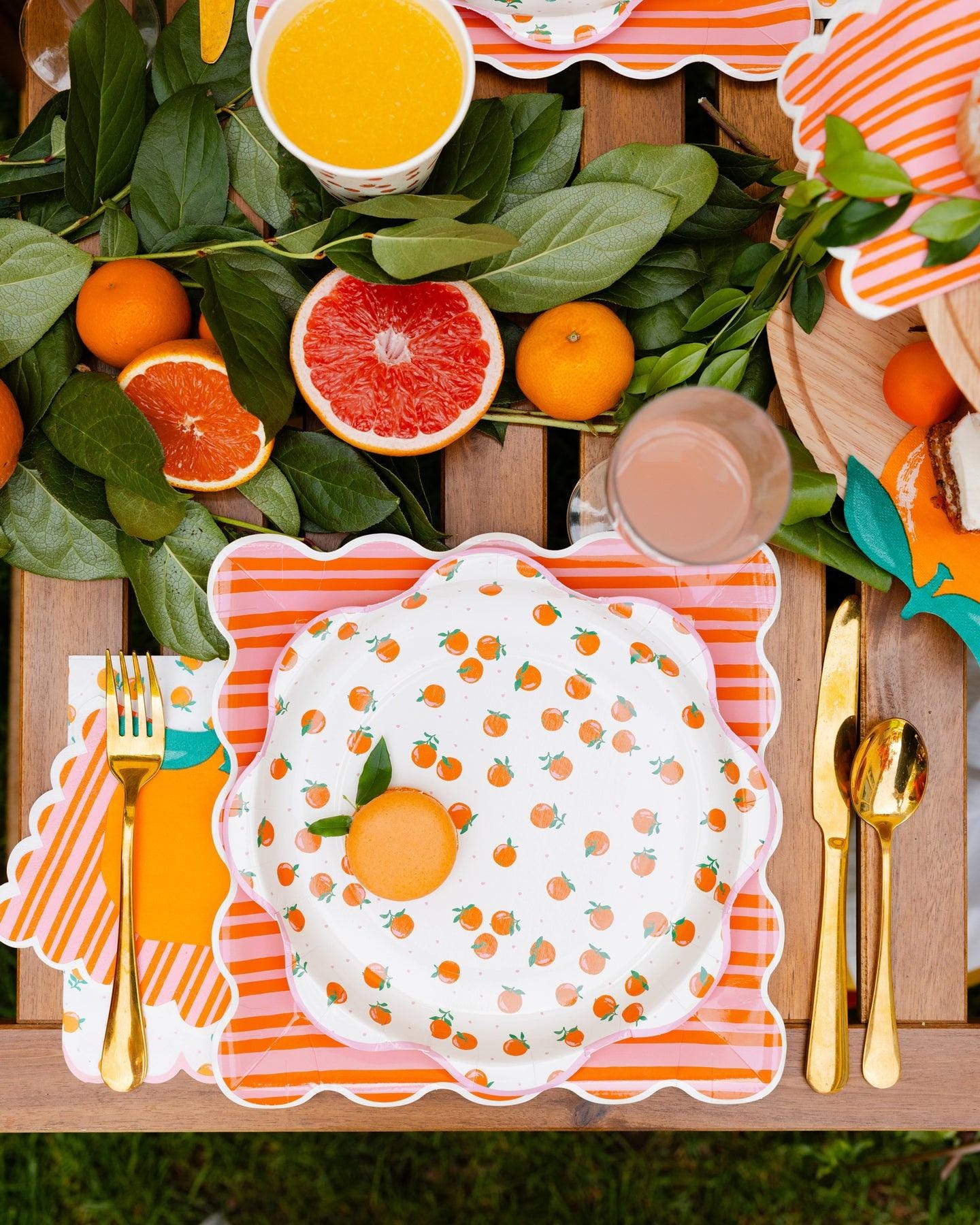 Orange Pink Striped Napkins 24ct - Stesha Party