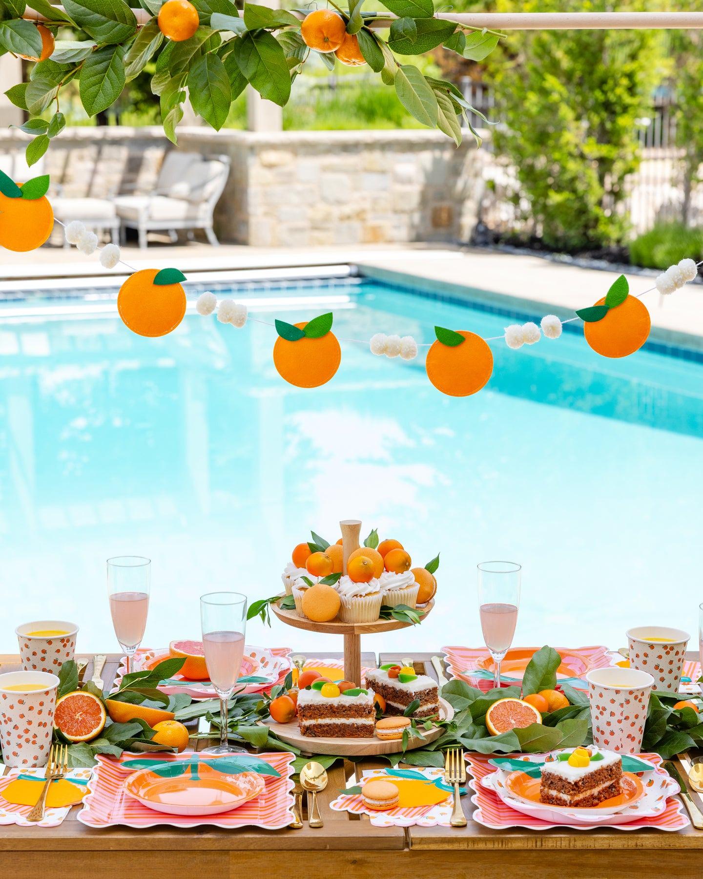 Orange Pink Striped Napkins 24ct - Stesha Party