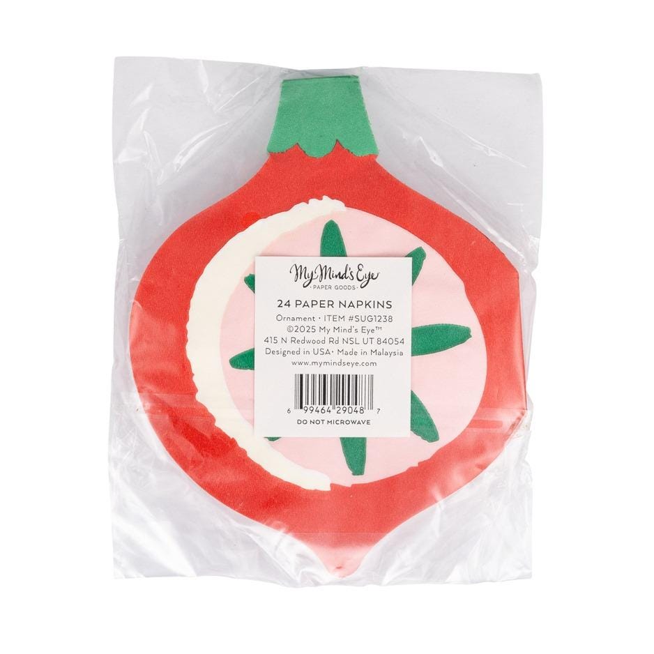 Ornament Shaped Christmas Cocktail Napkins 24ct - Stesha Party