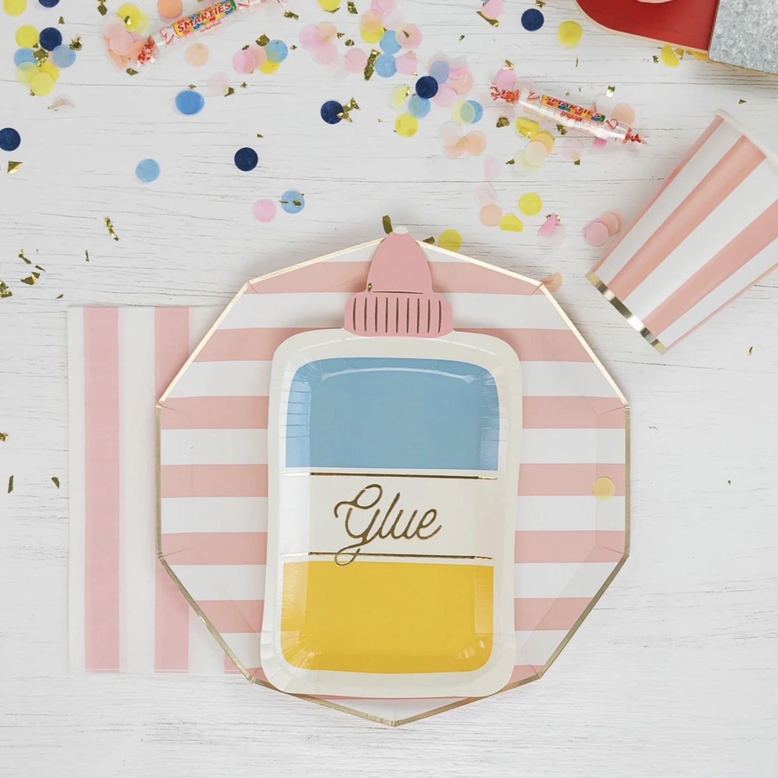 Pale Pink Striped Plates - Stesha Party