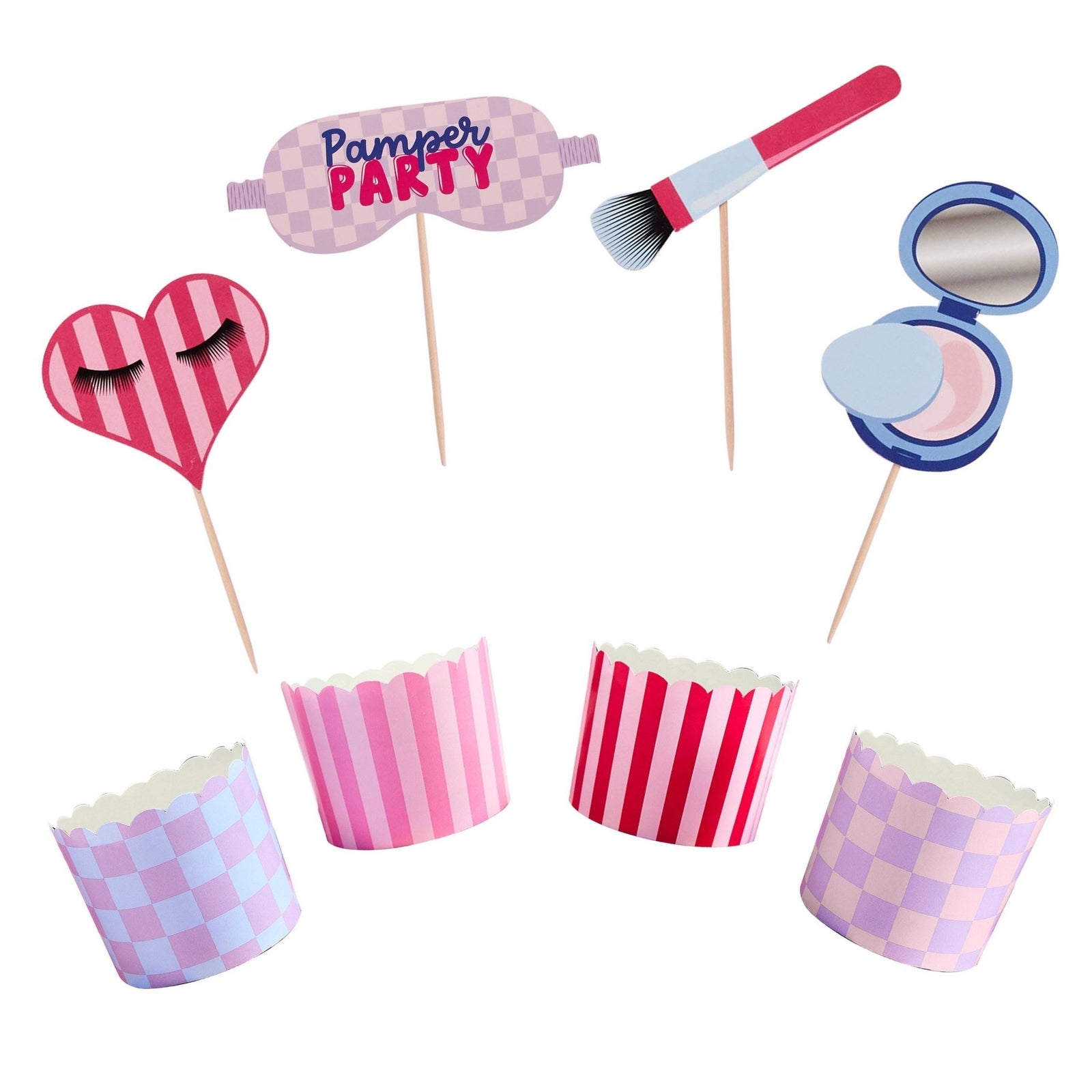 Pamper Party Cupcake Toppers & Food Cups 12ct - Stesha Party
