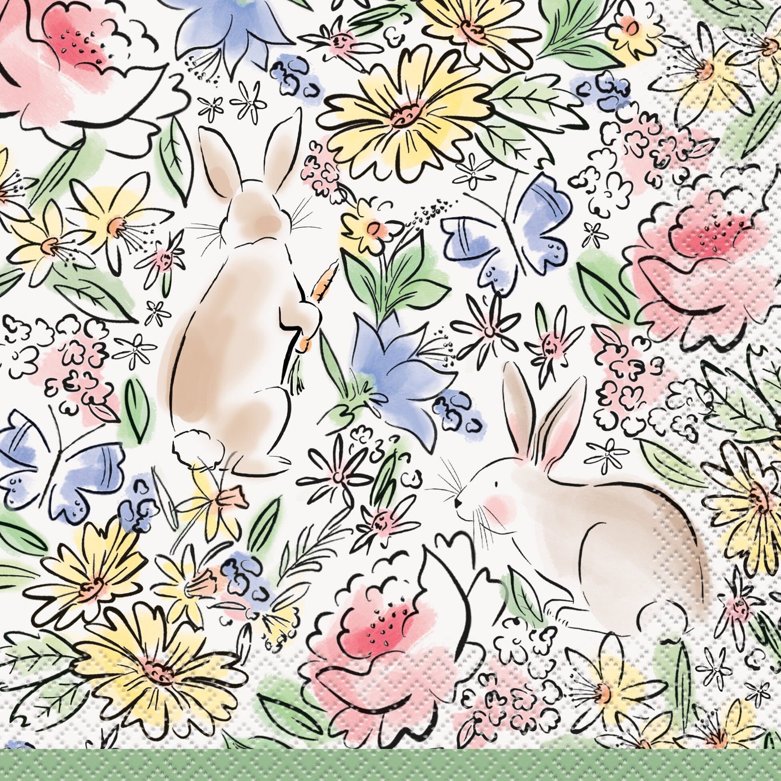 Pastel Floral Bunny Napkins - Stesha Party