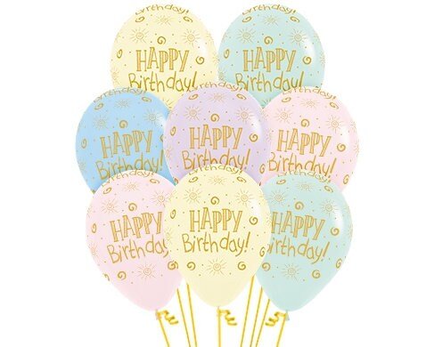 Pastel Happy Birthday Balloons - Stesha Party