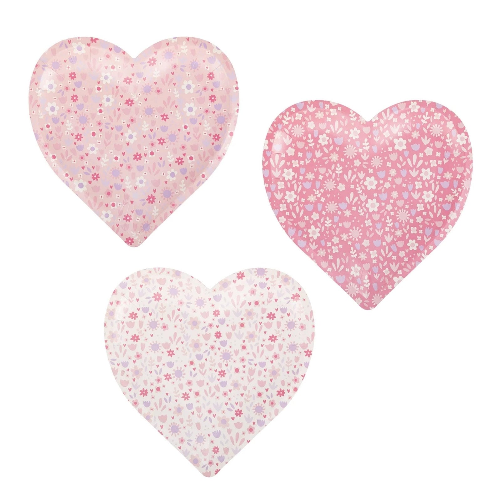 Pastel Pink Floral Heart Plates - Stesha Party