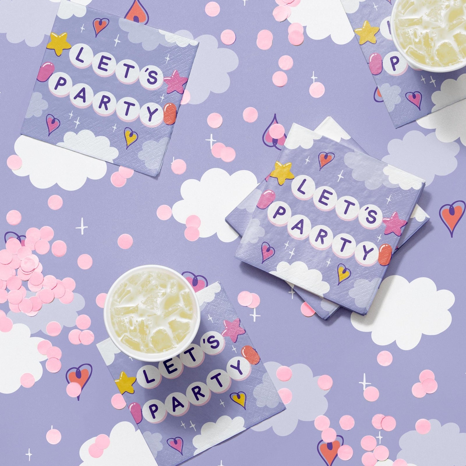 Pastel Purple Let's Party Beverage Napkins - Stesha Party
