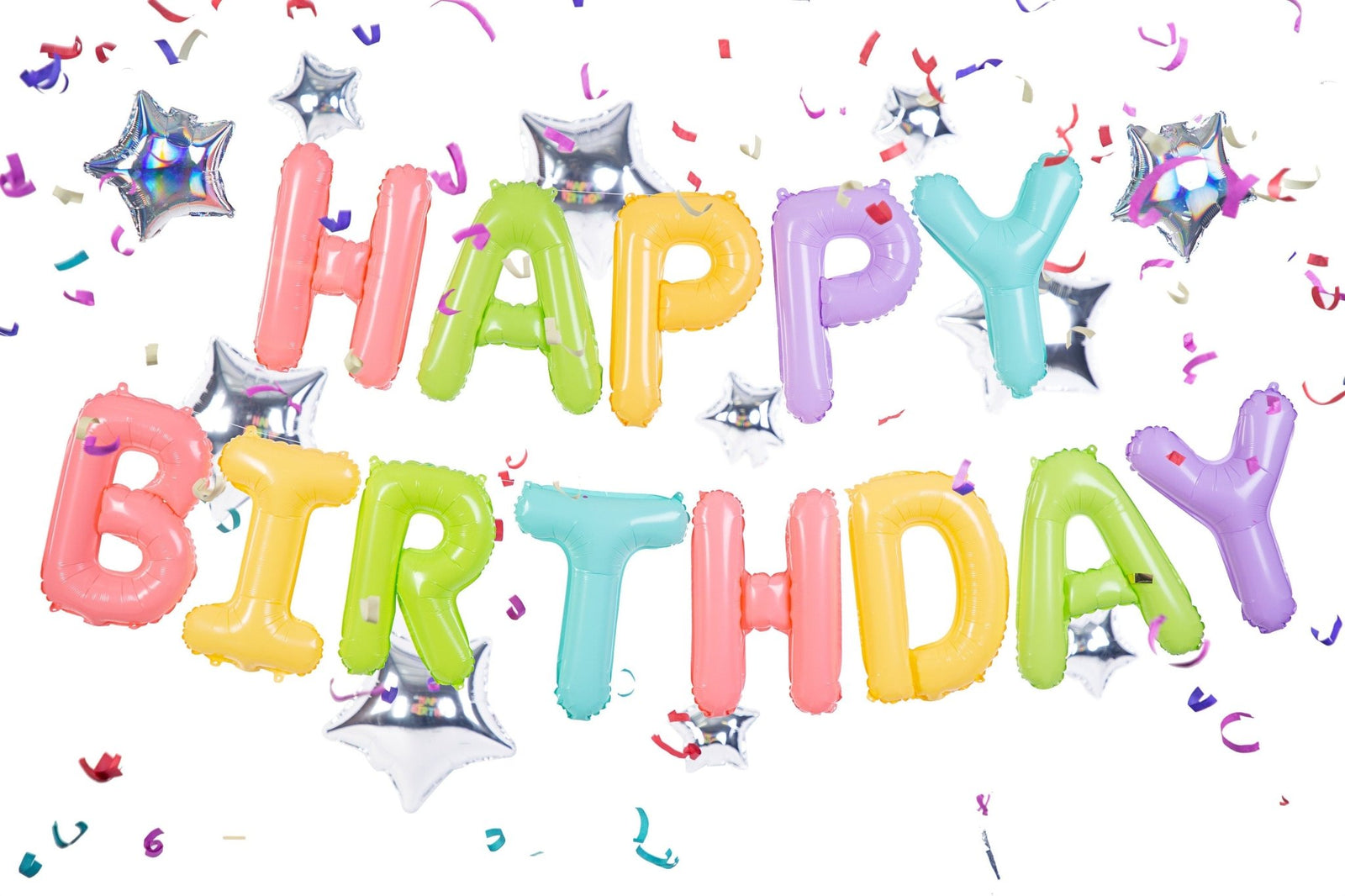 Pastel Rainbow Happy Birthday Balloon Banner - Stesha Party