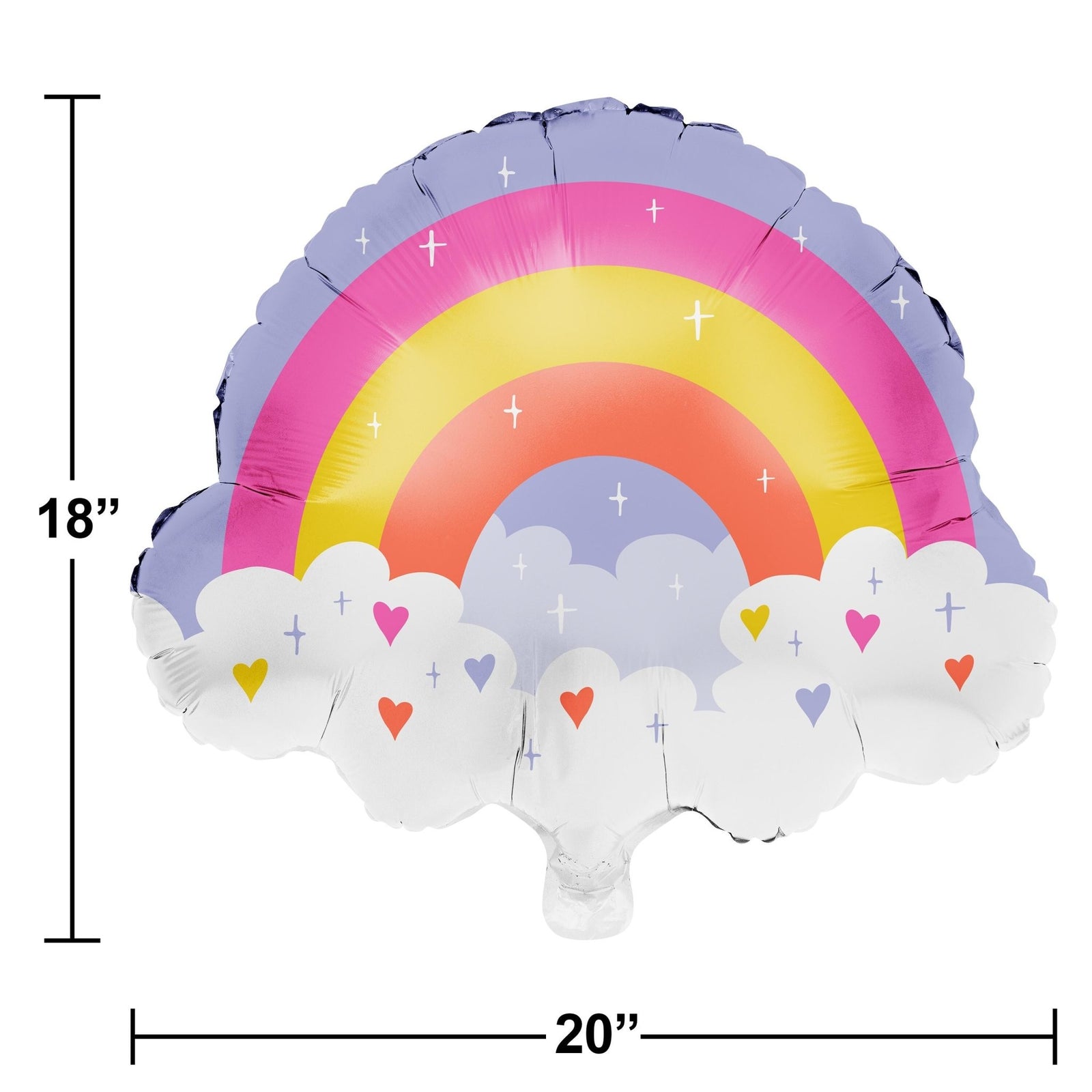 Pastel Rainbow & Hearts Foil Balloon - Stesha Party