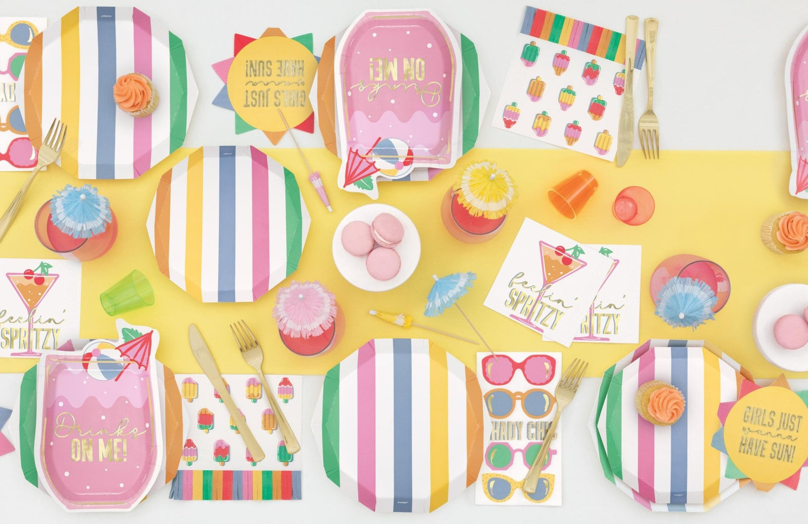 Pastel Rainbow Striped Paper Plates 8ct - Stesha Party