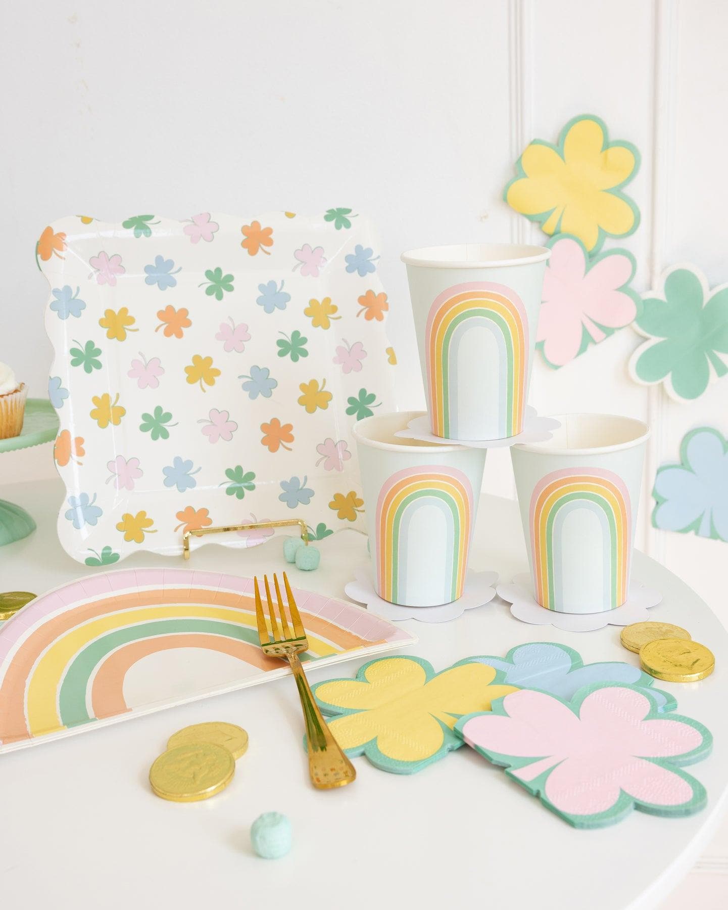Pastel Shamrock Cocktail Napkins 24ct - Stesha Party