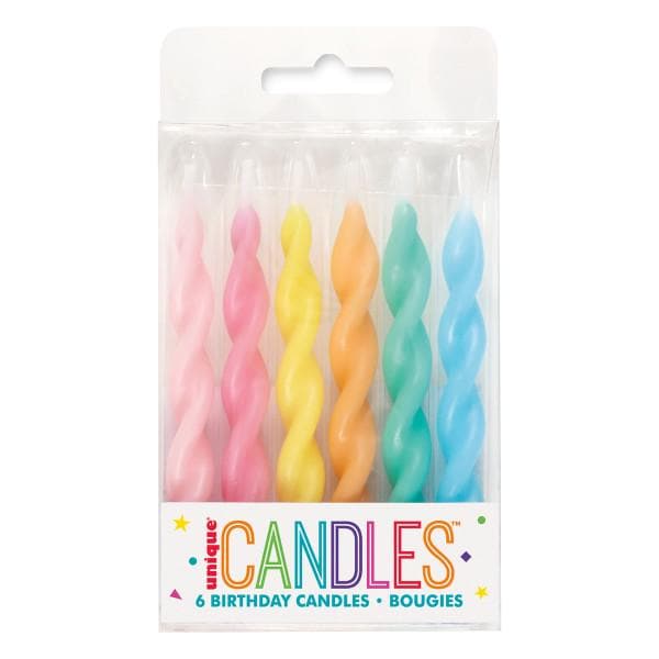 Pastel Spiral Birthday Candles 6ct - Stesha Party
