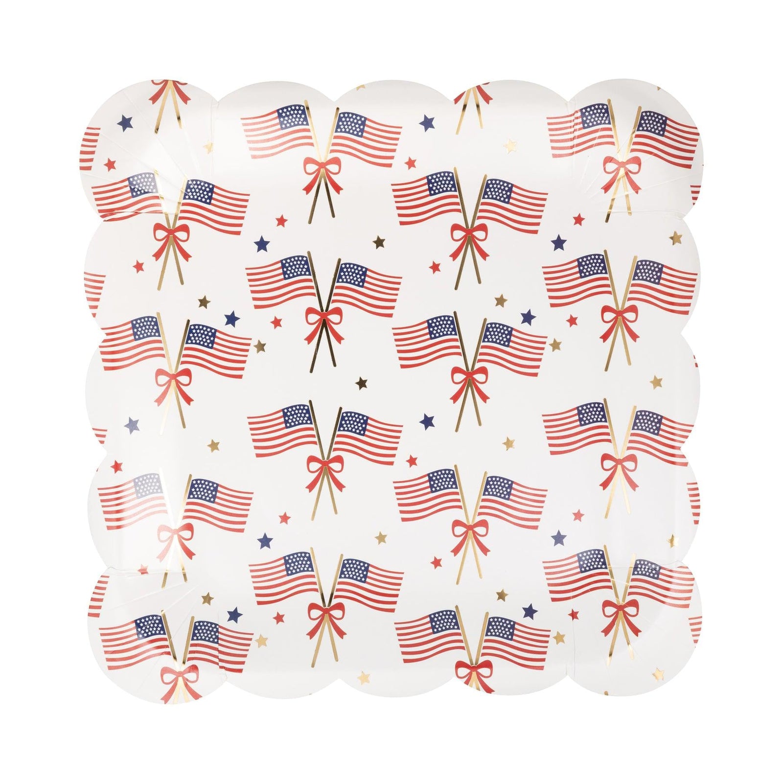 Patriotic Flags & Bows Plates 8ct - Stesha Party