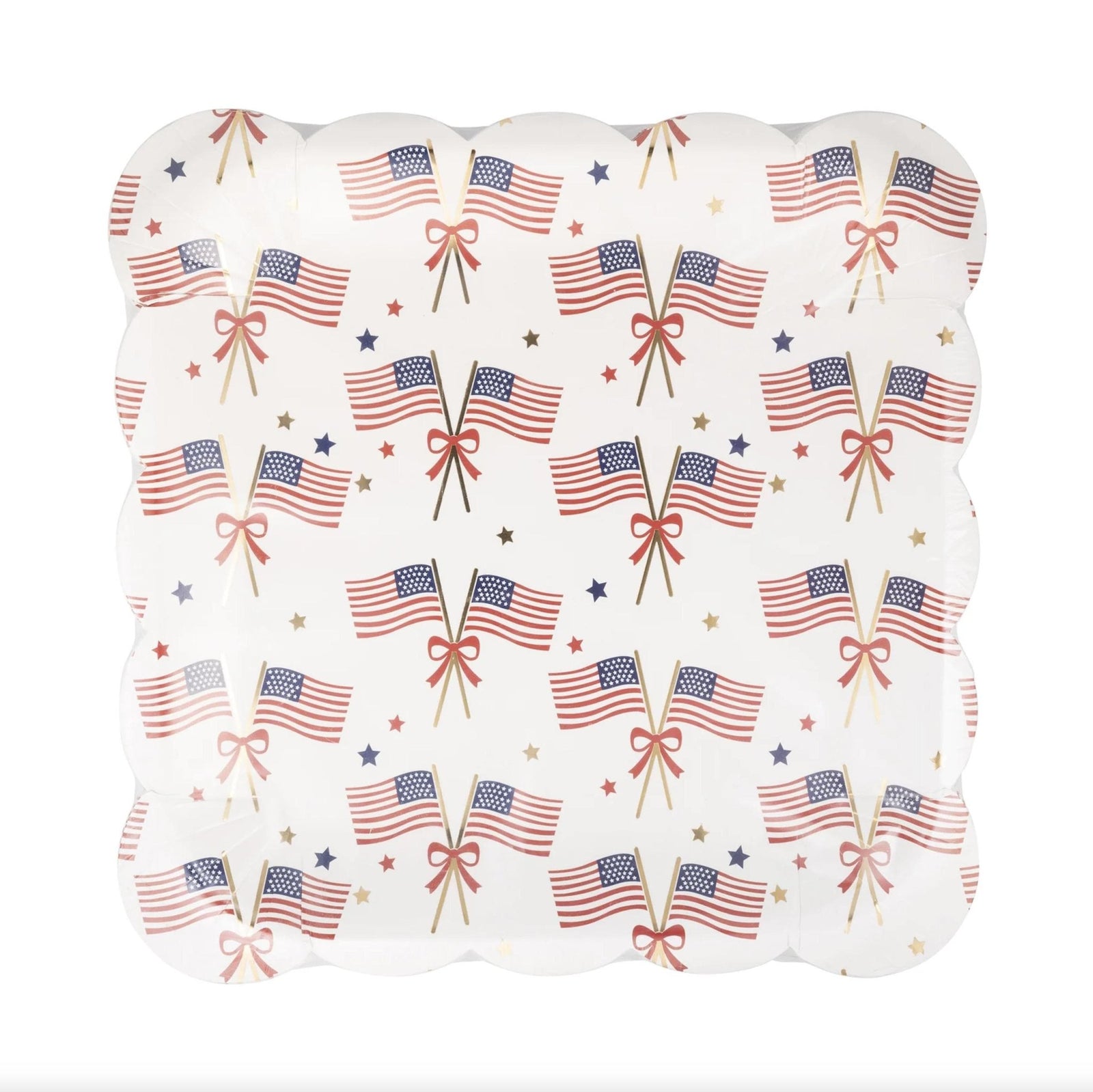 Patriotic Flags & Bows Plates 8ct - Stesha Party